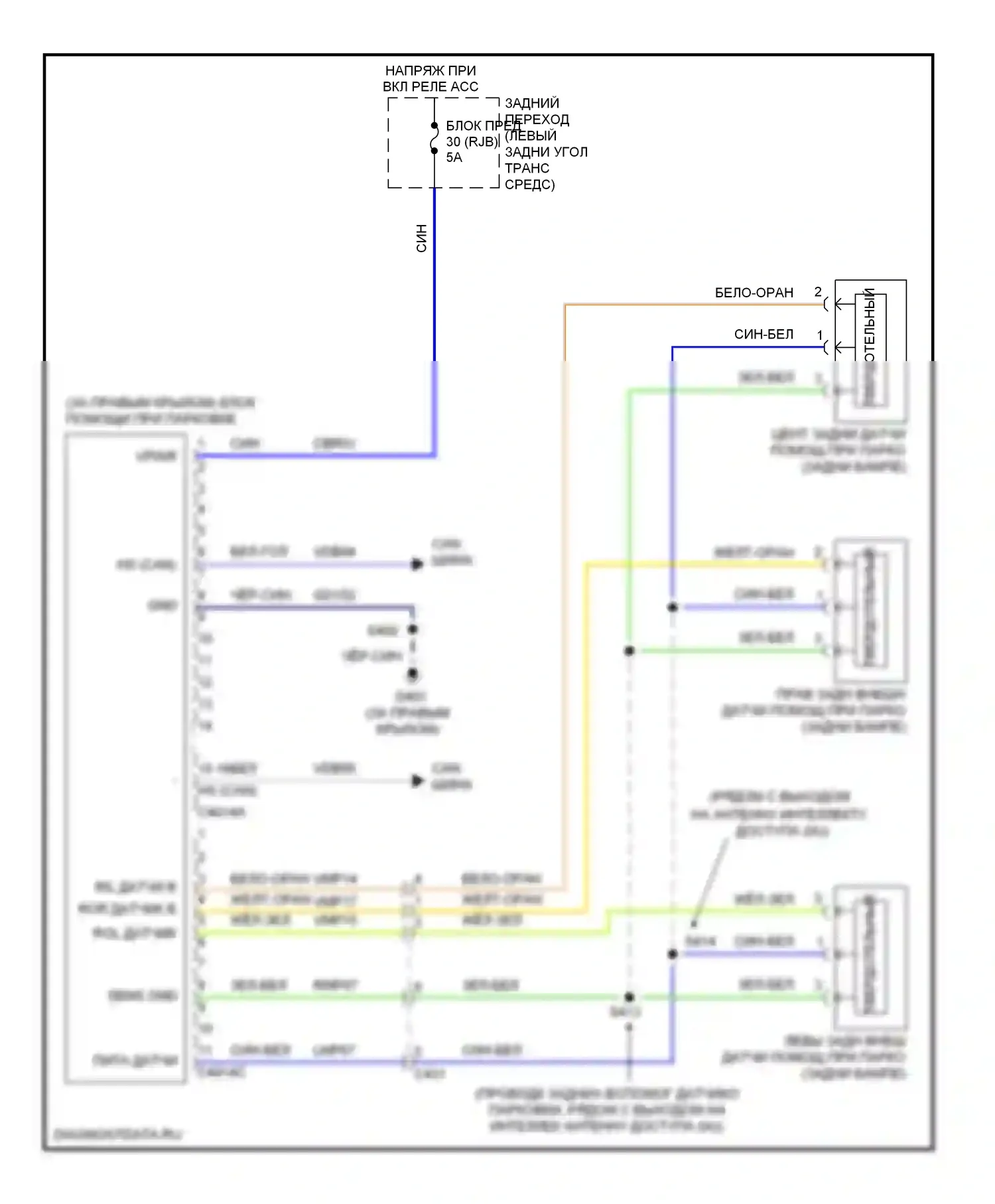Focus Ford III (2011-2015): Электросхема парктроника, электрическая 