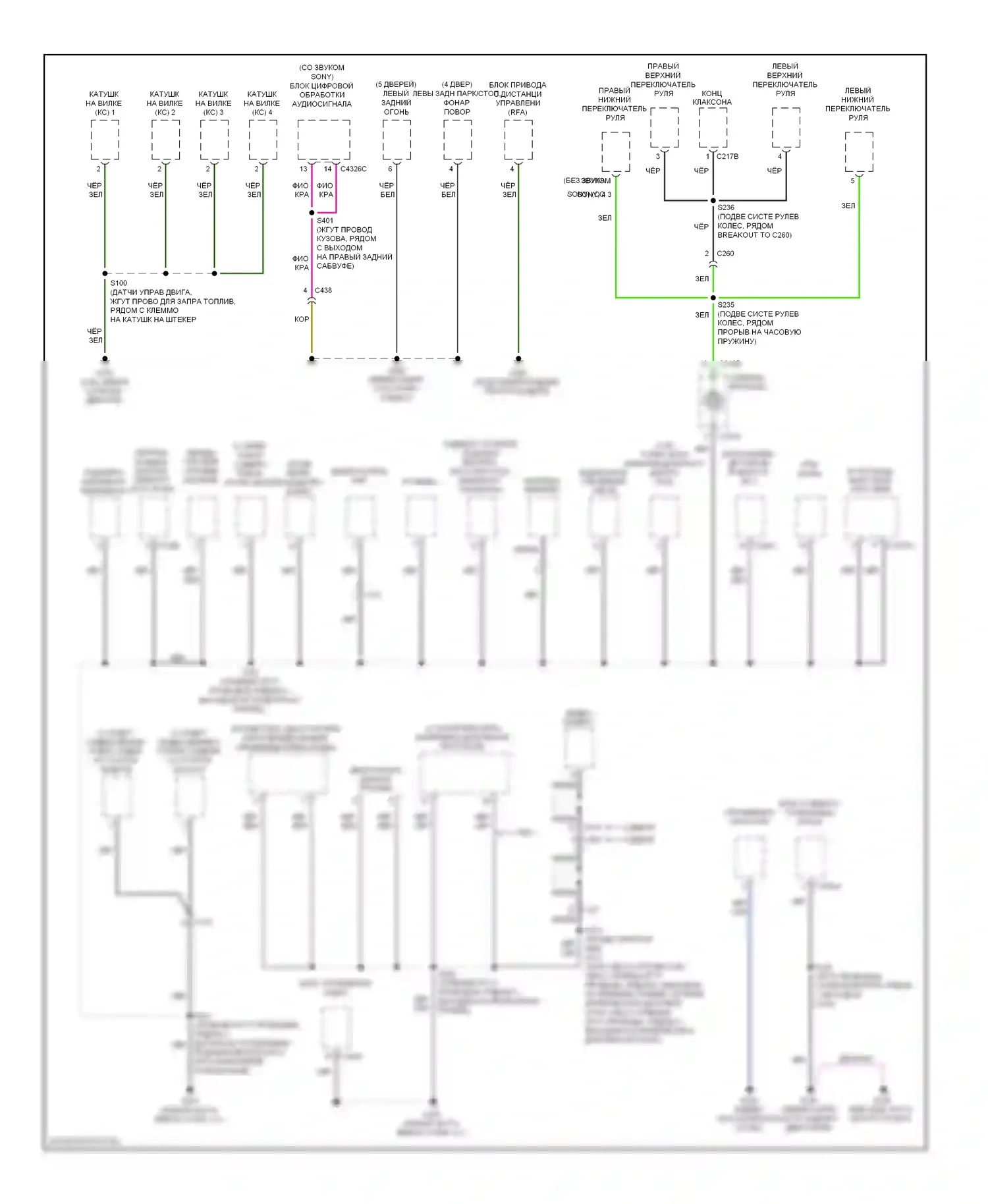Focus Ford III (2011-2015): Электросхема разводки массы, кроме электрической (2 из 4) 