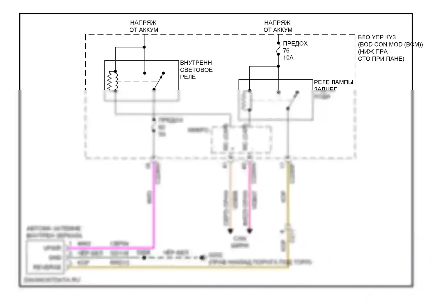 Focus Ford III (2011-2015): Электросхема электрохромного зеркала, электрическая 