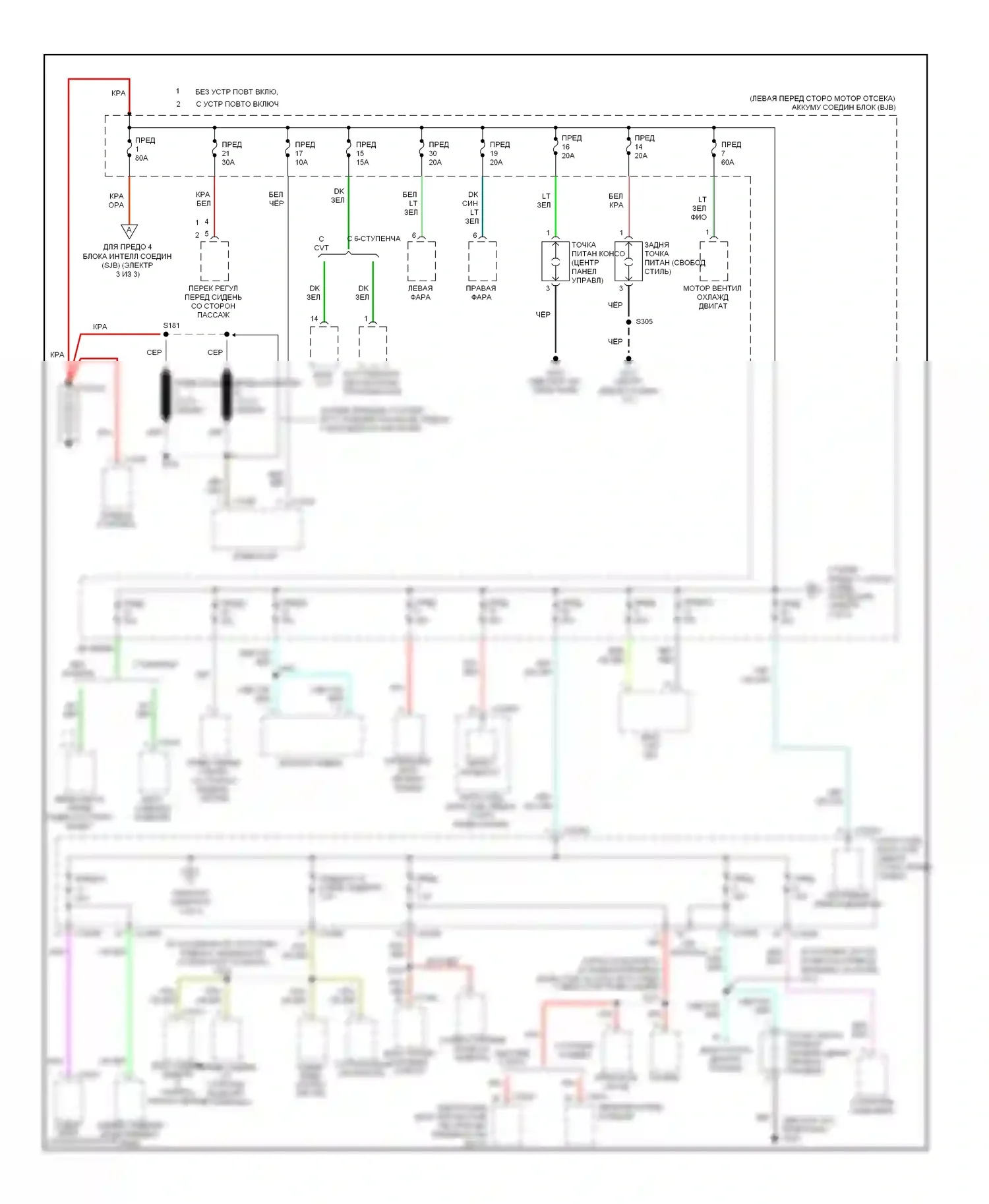 Freestyle Ford I (2004-2009): Электросхема блока предохранителей реле (1 из 3) 