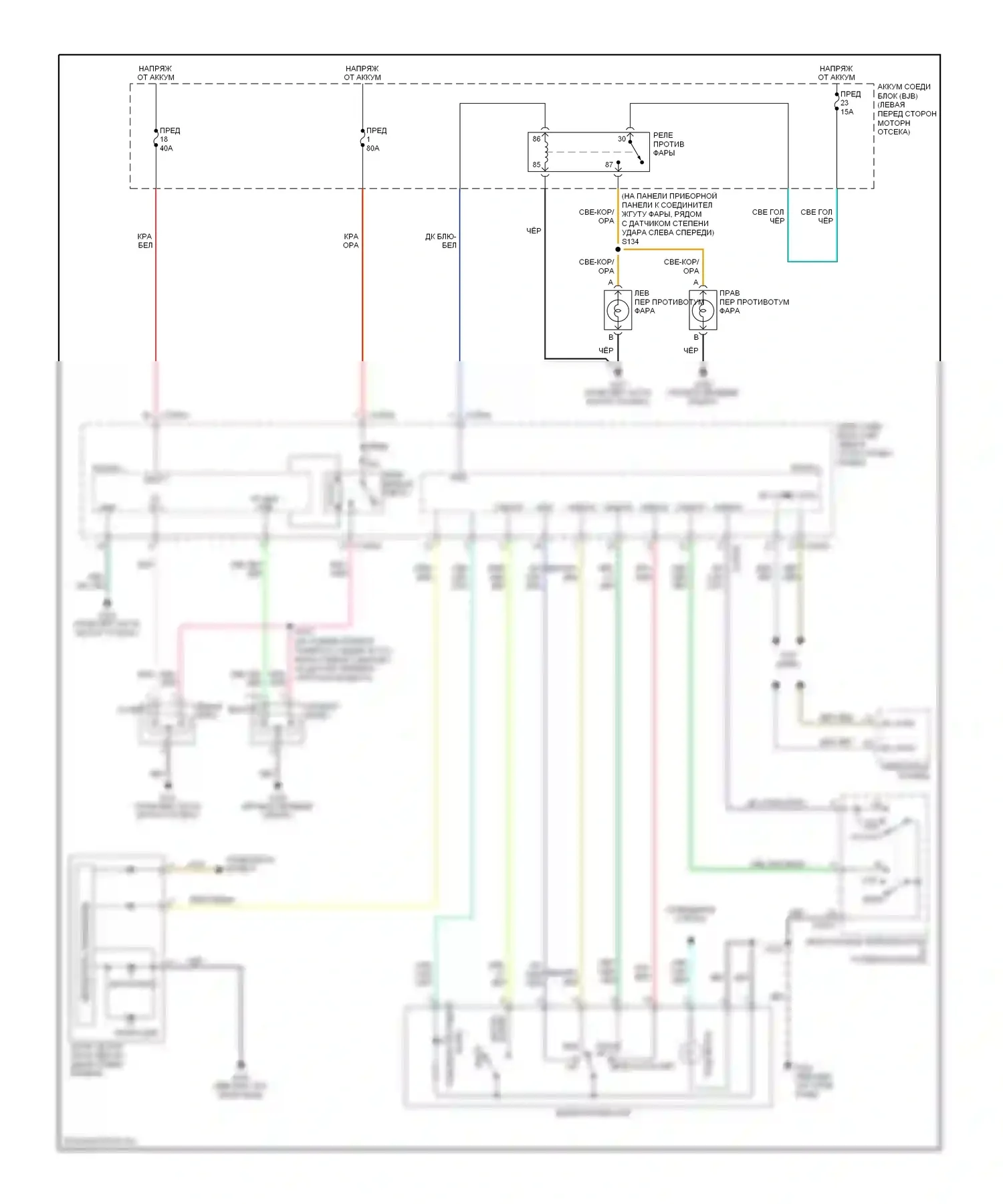 Freestyle Ford I (2004-2009): Электросхема фар, с автолампами 