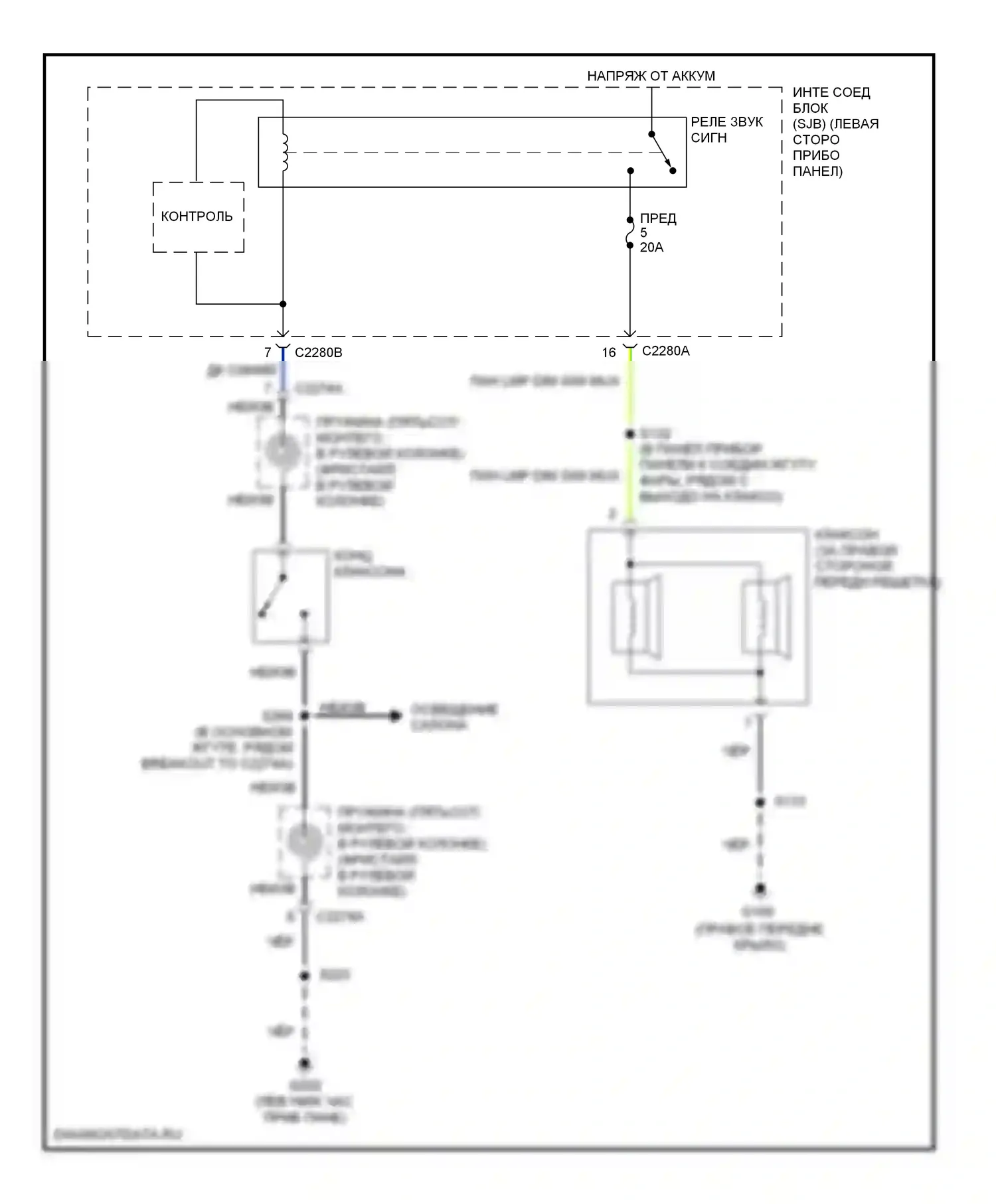 Freestyle Ford I (2004-2009): Электросхема клаксона 