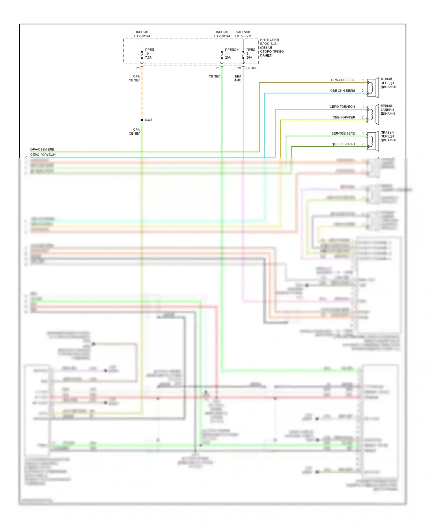 Freestyle Ford I (2004-2009): Электросхема радиосистемы премиум-класса (2 из 2) 