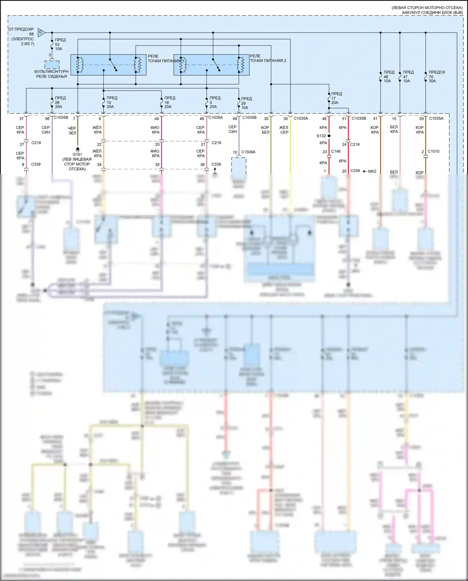 Fusion (North America) Ford II рестайлинг (2016-2020): Электросхема блока предохранителей реле, гибридного (3 из 7) 