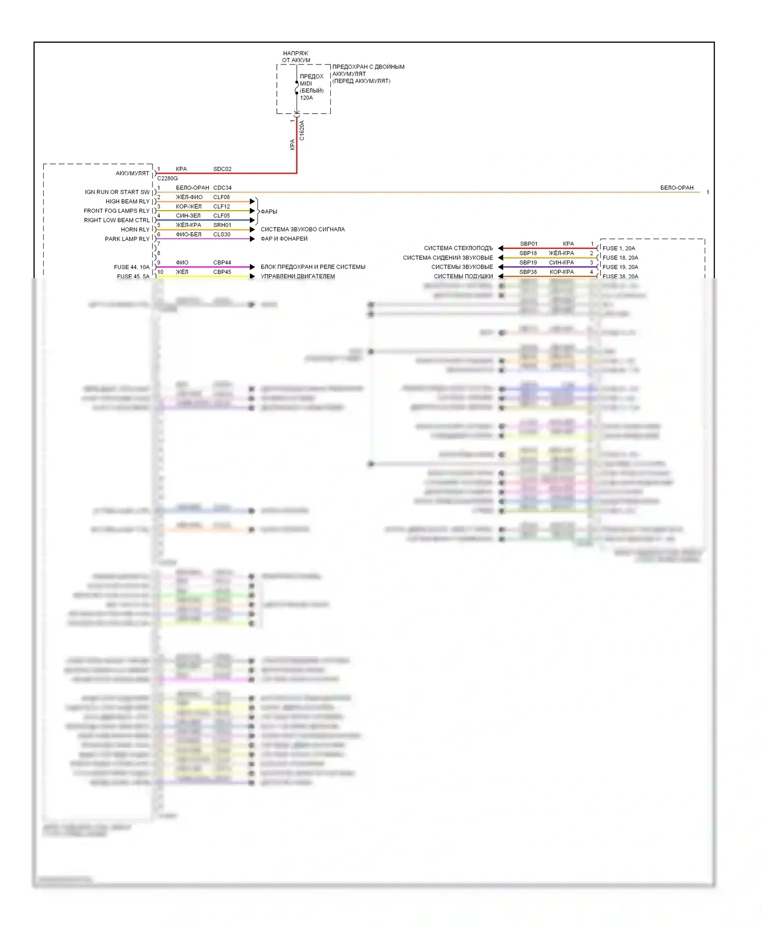 Fusion Ford I рестайлинг (2005-2012): Электросхема блоков управления кузовом, гибридная (1 из 2) 