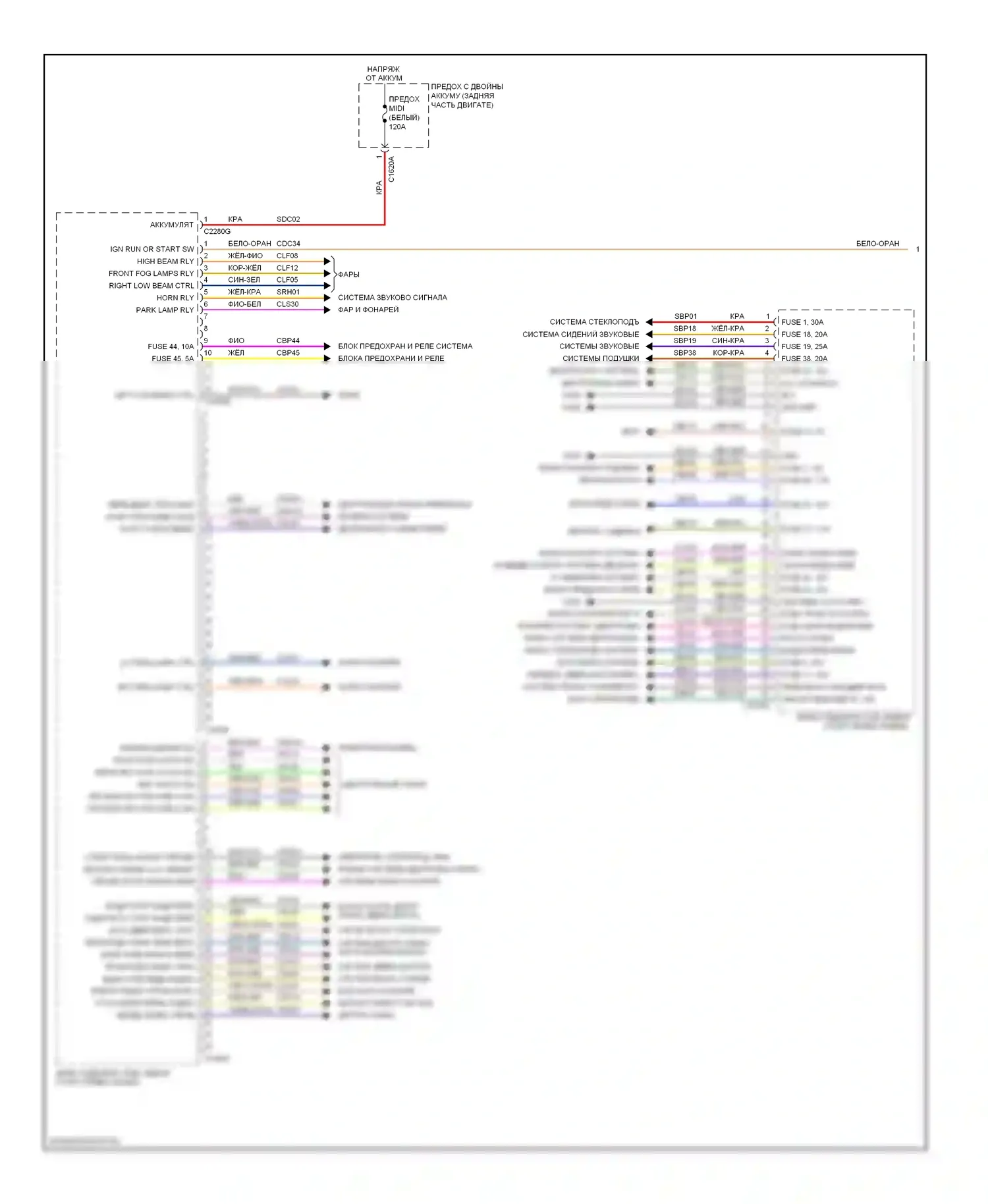 Fusion Ford I рестайлинг (2005-2012): Электросхема блоков управления кузовом, за исключением гибридного (1 из 2) 