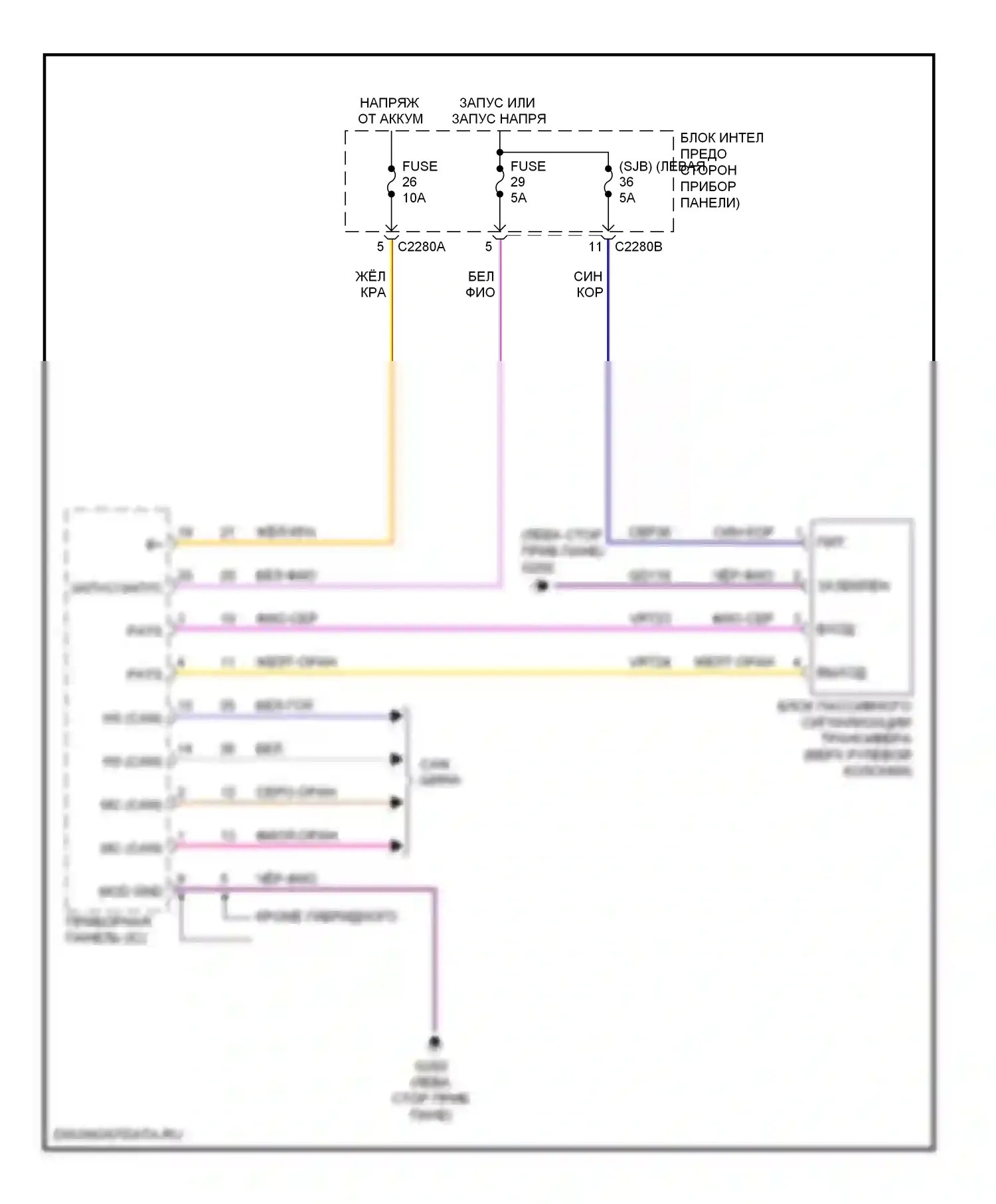 Fusion Ford I рестайлинг (2005-2012): Пассивная сигнализации электросхема 