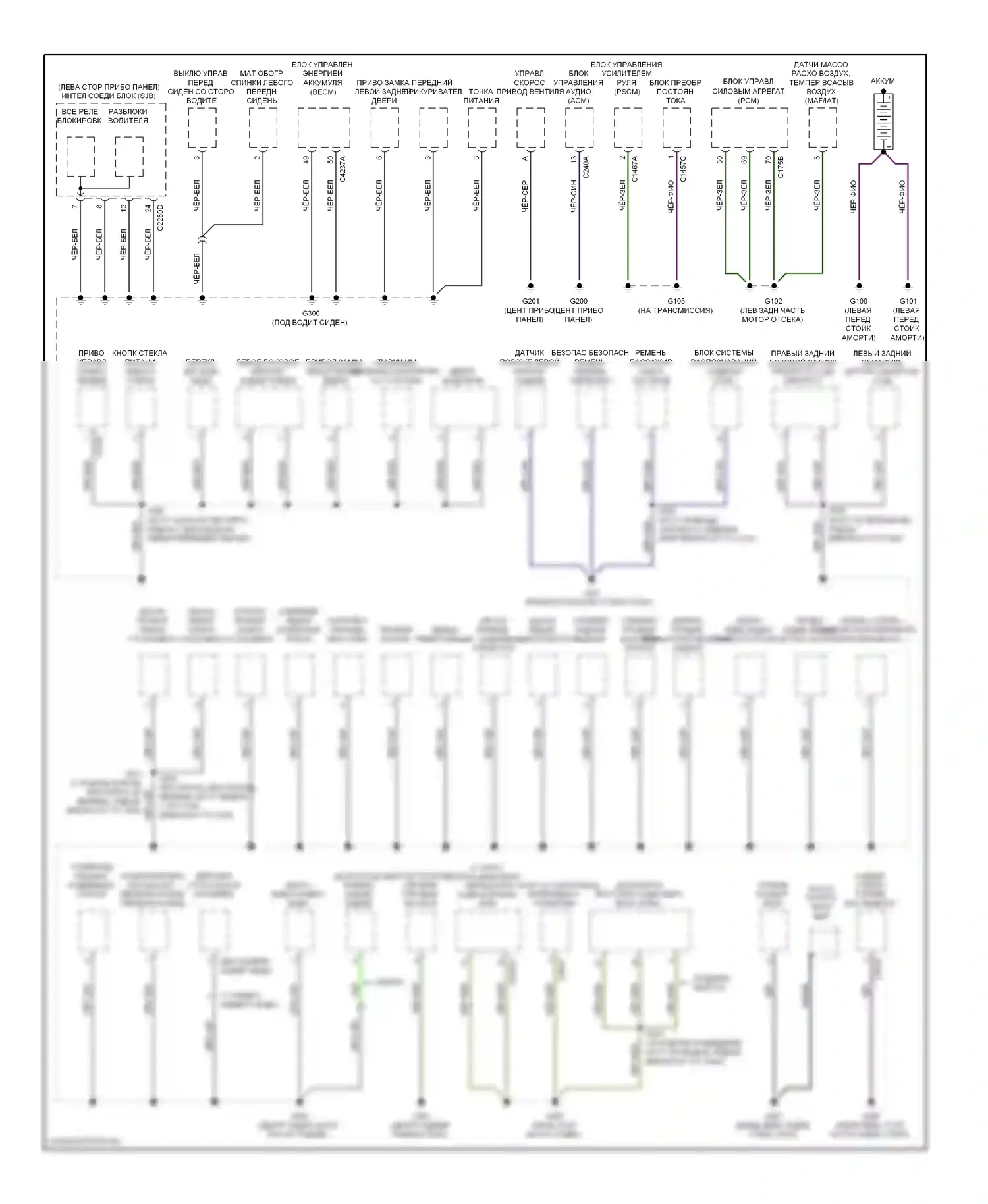 Fusion Ford I рестайлинг (2005-2012): Электросхема разводки массы, гибридная (2 из 2) 