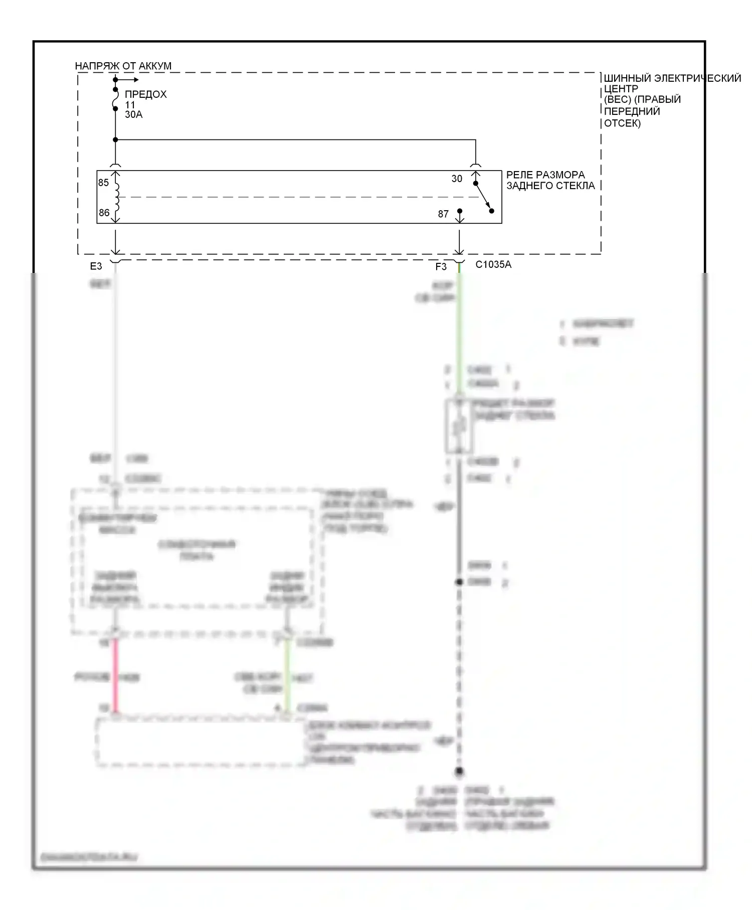 GT Ford I (2004-2006): Электросхема подогрева стекол 