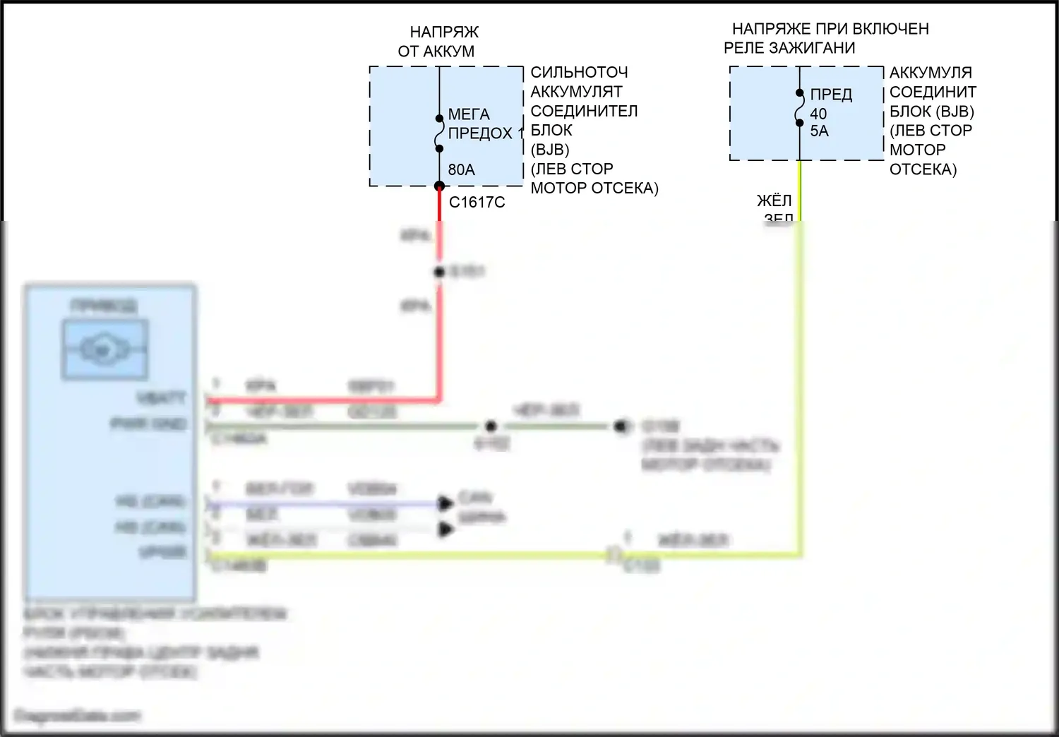 Kuga Ford II (2012-2016): Электросхема электроусилителя руля 
