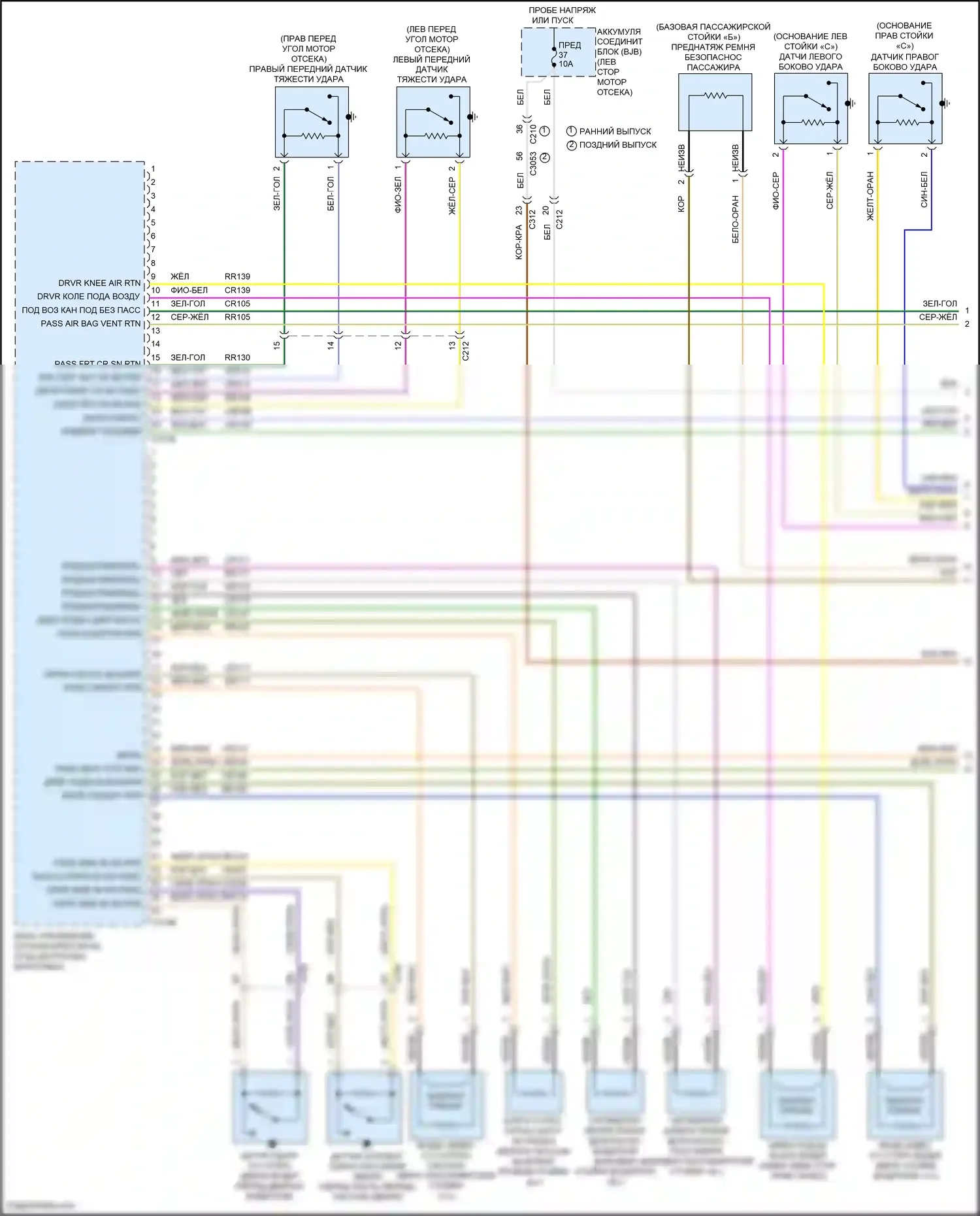 Kuga Ford II (2012-2016): Электросхема подушек безопасности (1 из 3) 