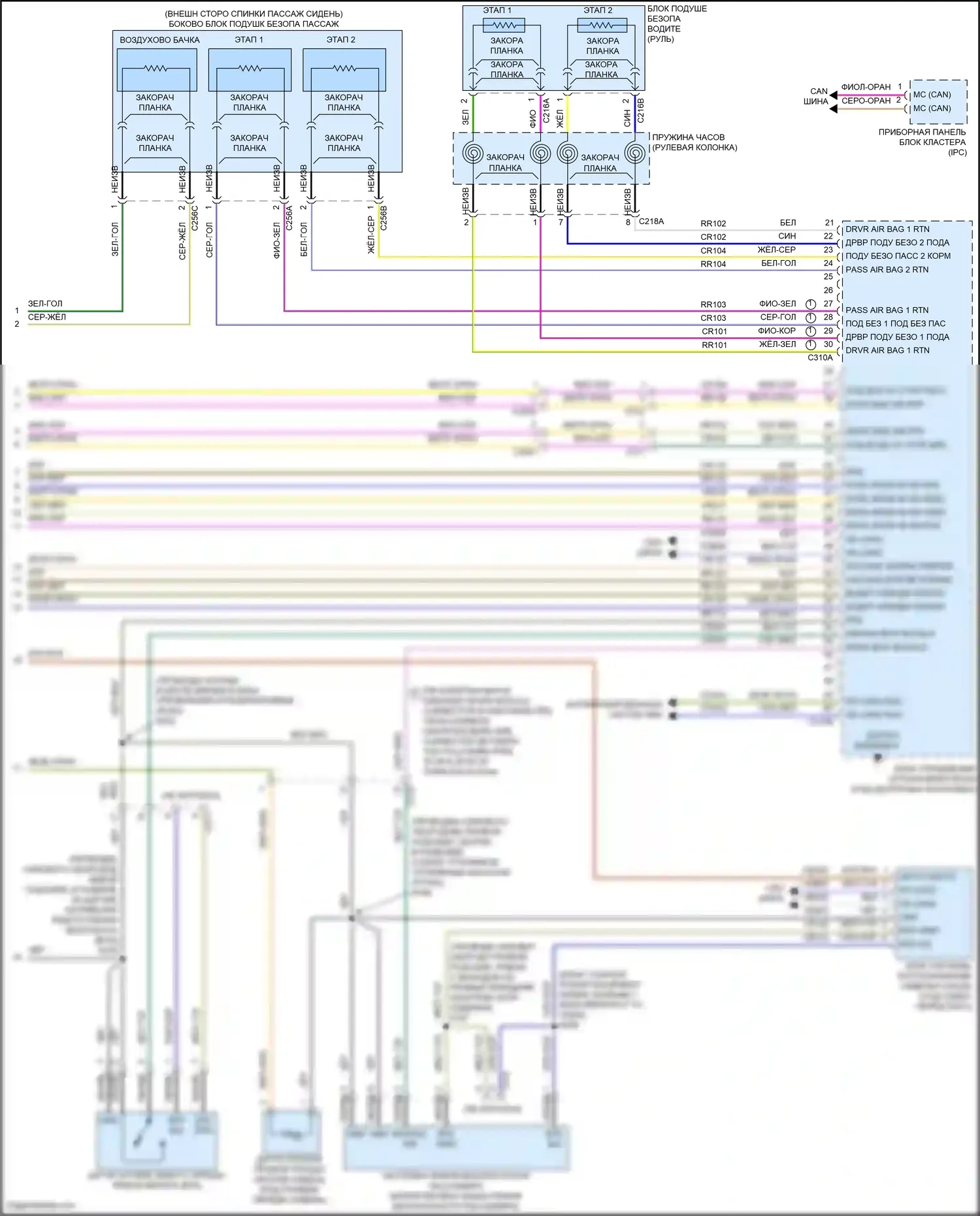 Kuga Ford II (2012-2016): Электросхема подушек безопасности (3 из 3) 