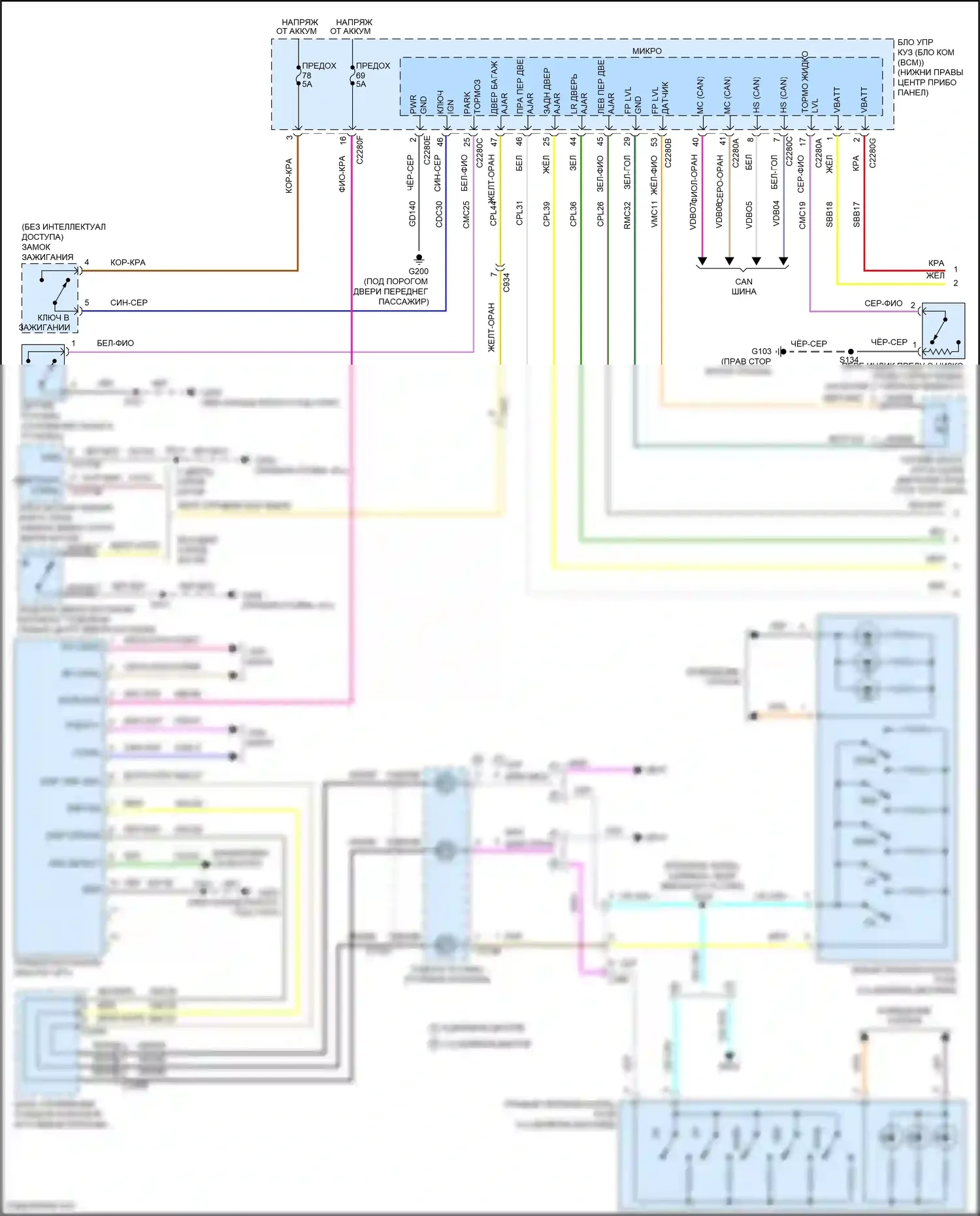 Kuga Ford II (2012-2016): Электросхема приборной панели (1 из 2) 