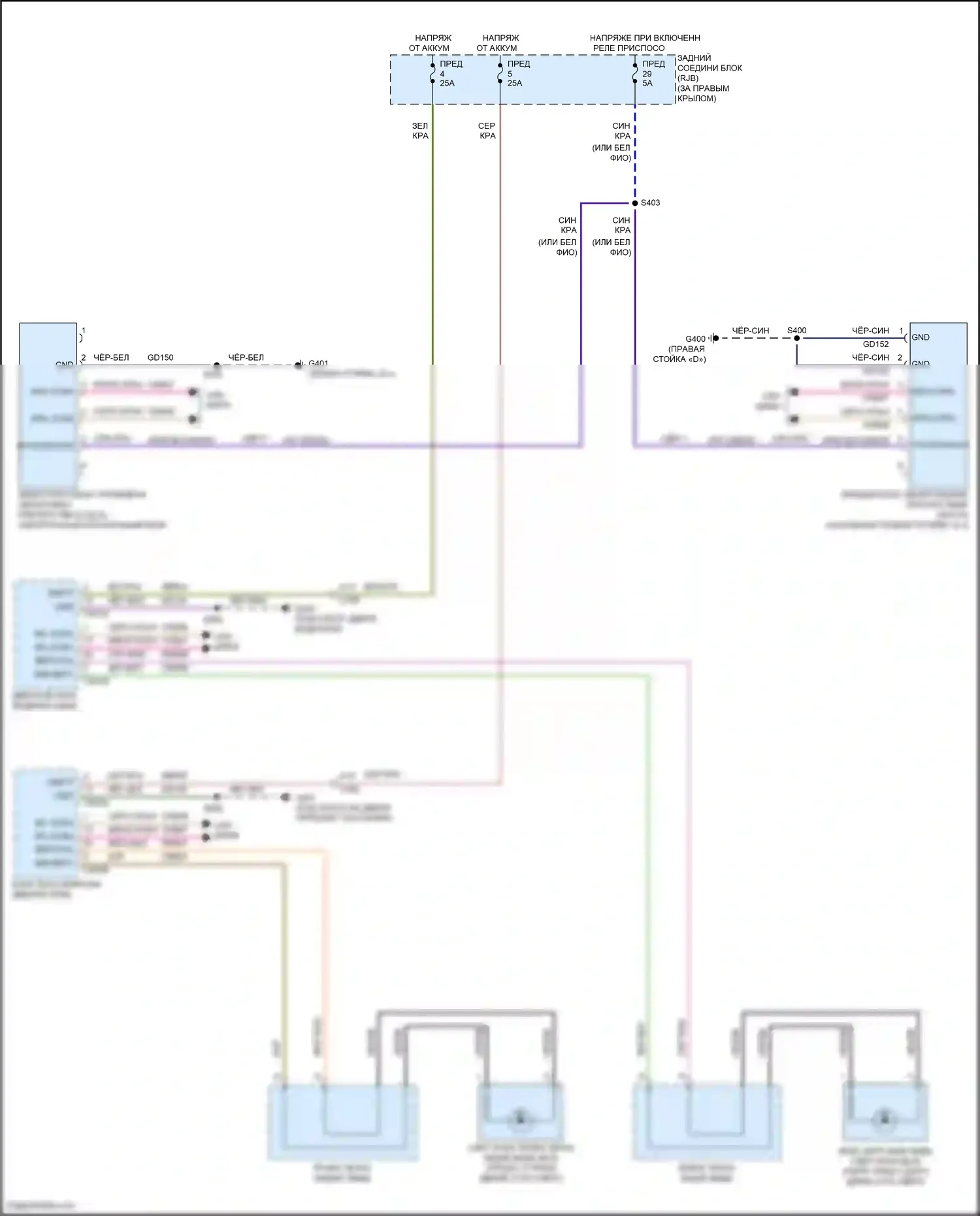 Kuga Ford II (2012-2016): Электросхема информационной системы в слепой зоне 