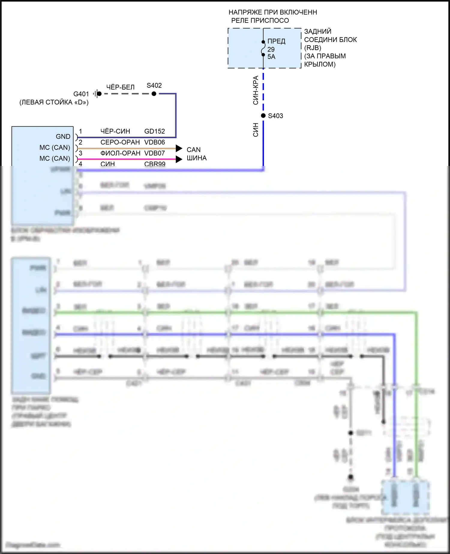 Kuga Ford II (2012-2016): Камера заднего вида электросхема, ранний выпуск 