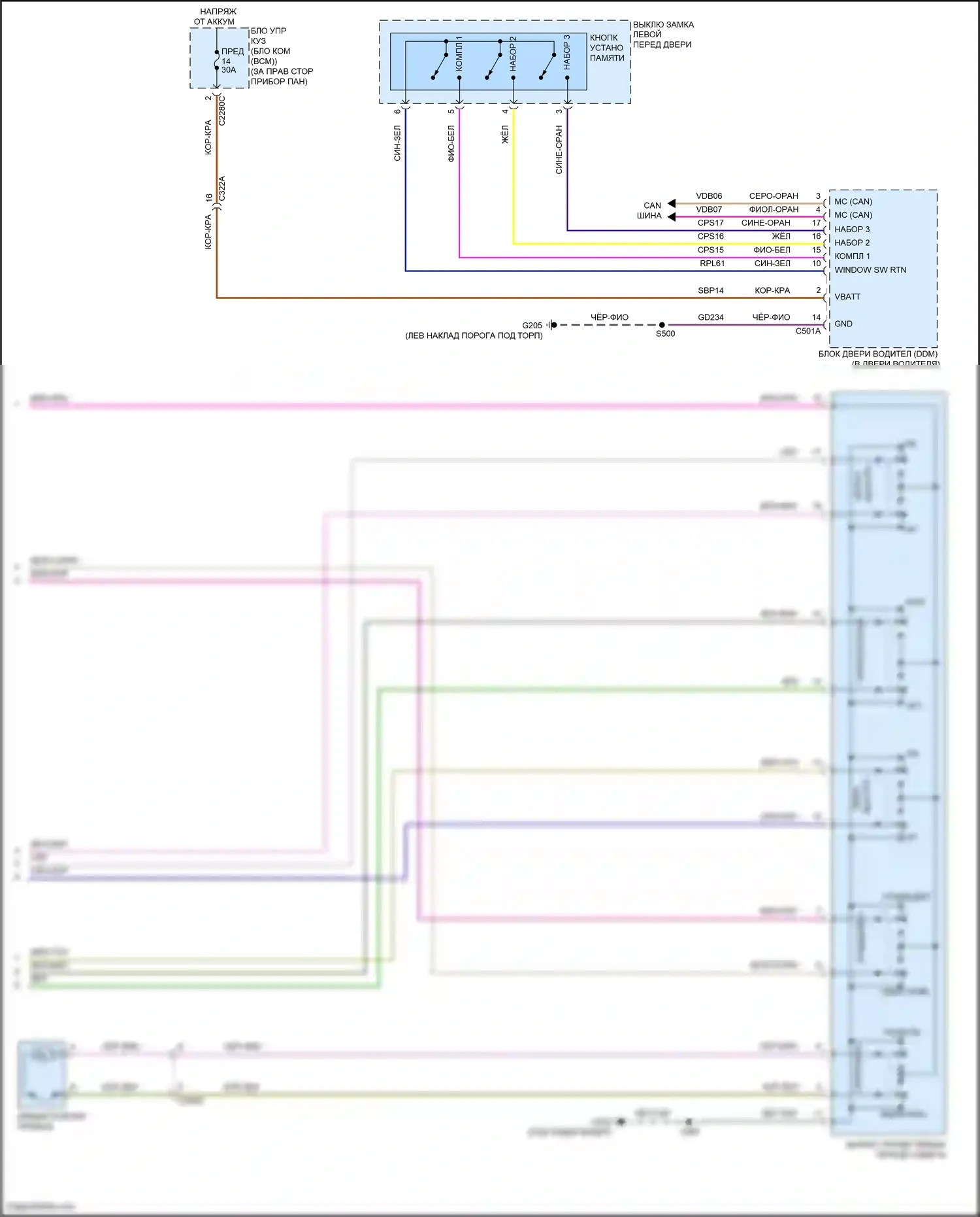 Kuga Ford III (2019-2024): Электросхема сиденья памяти водителя (2 из 2) 