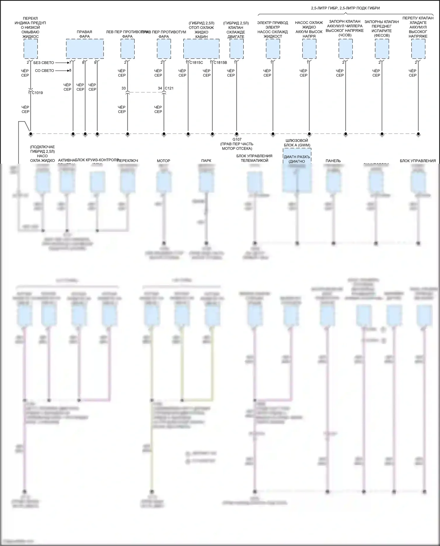 Kuga Ford III (2019-2024): Электросхема разводки массы (2 из 6) 