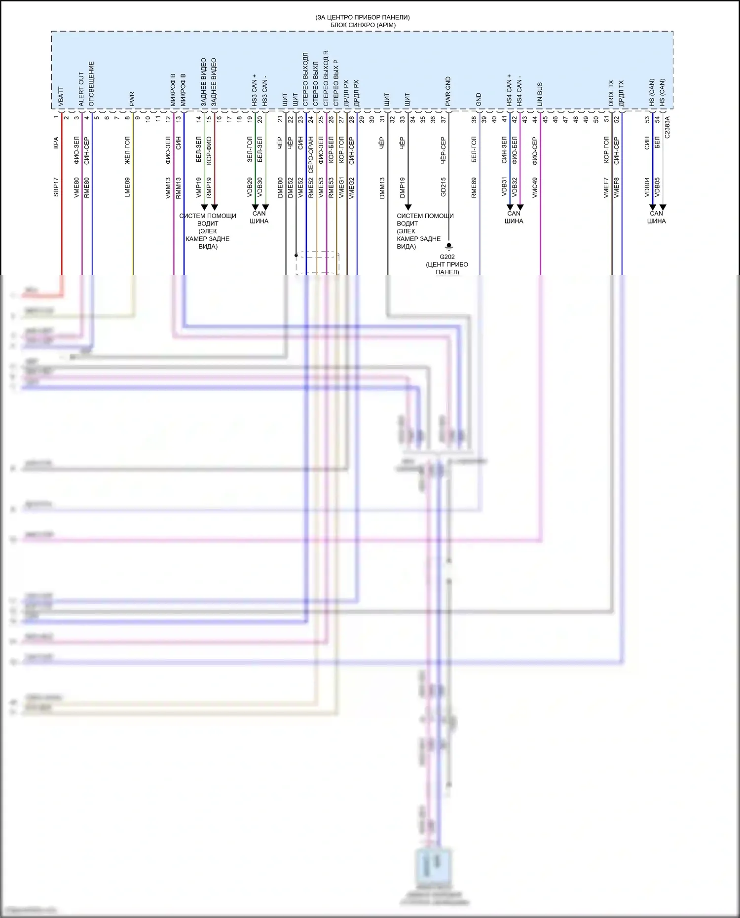 Maverick Ford III (2021-2024): Электросхема магнитолы, 8 динамиков (5 из 5) 