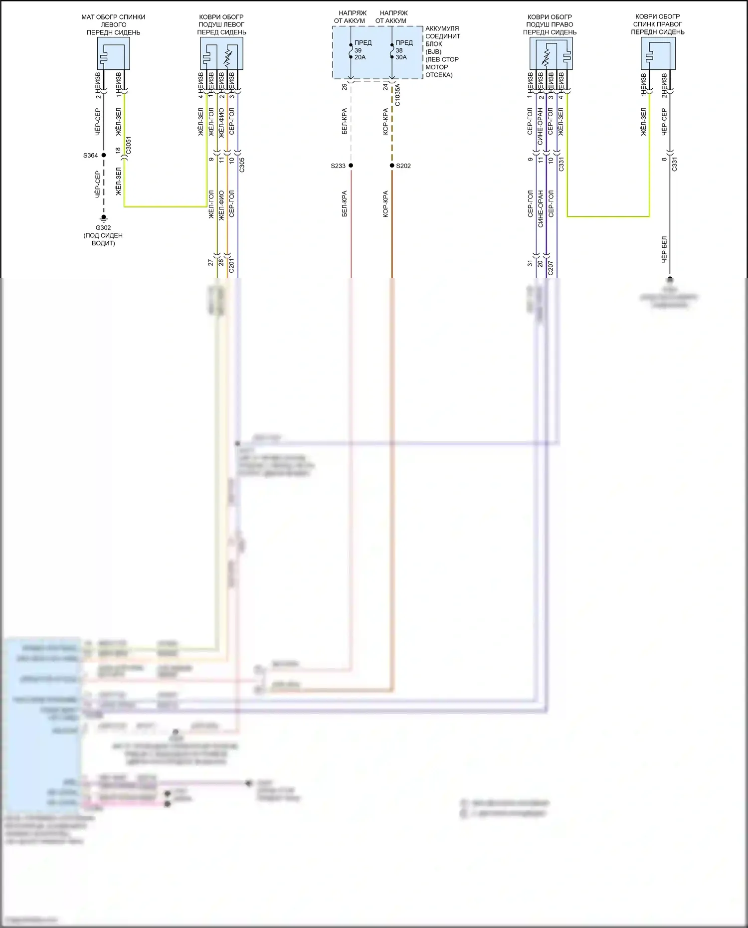 Maverick Ford III (2021-2024): Электросхема обогреваемых сидений 
