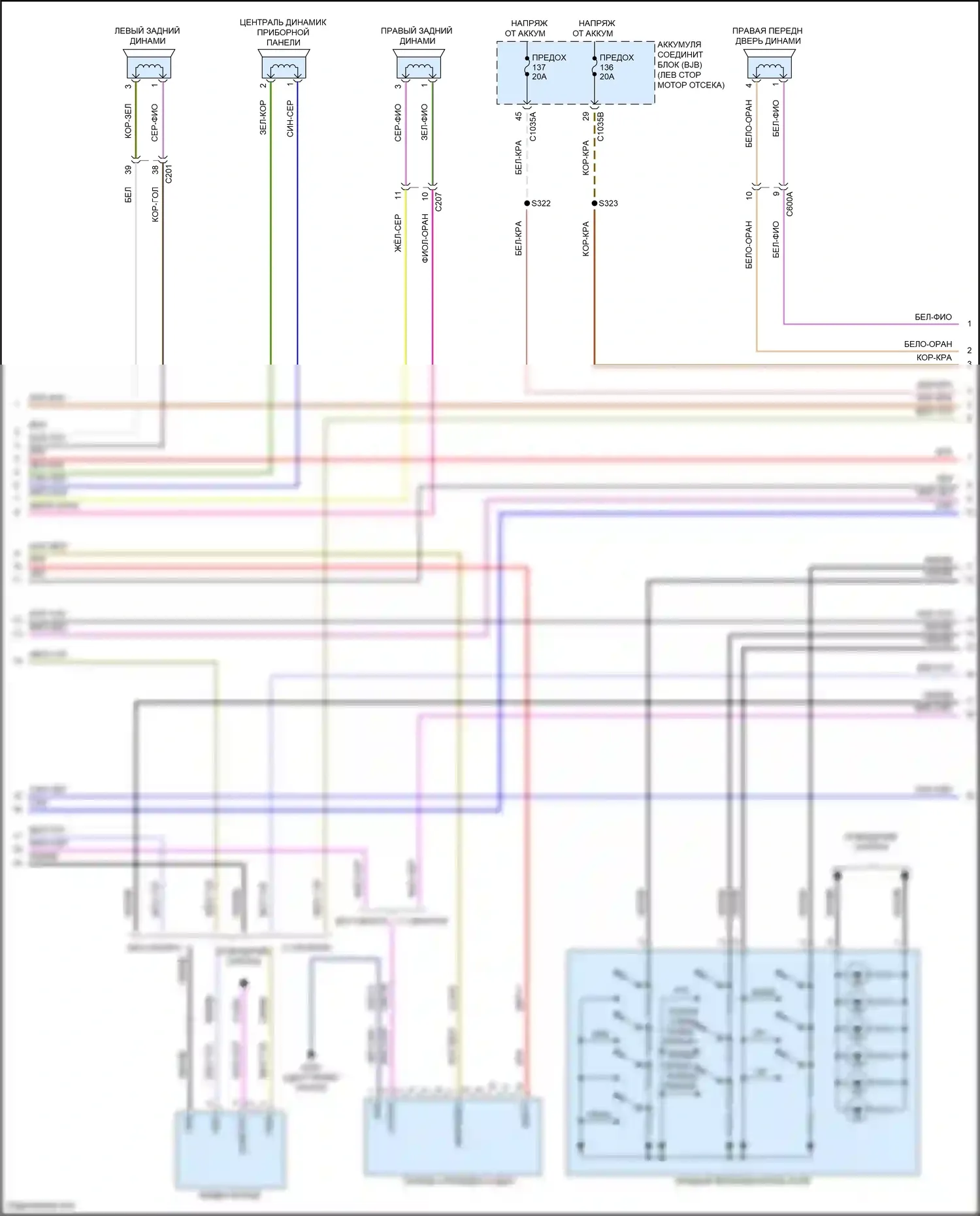 Maverick Ford III (2021-2024): Электросхема навигации, 8 динамиков (2 из 5) 