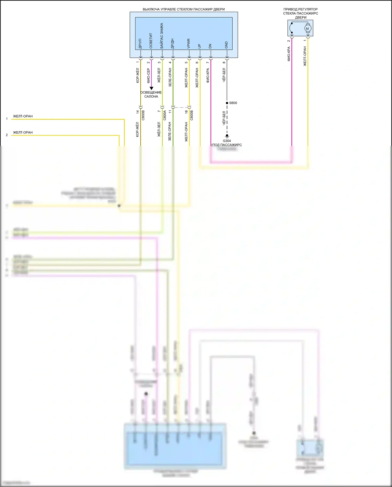 Maverick Ford III (2021-2024): Электросхема стеклоподъемников, без дверного блока (2 из 2) 