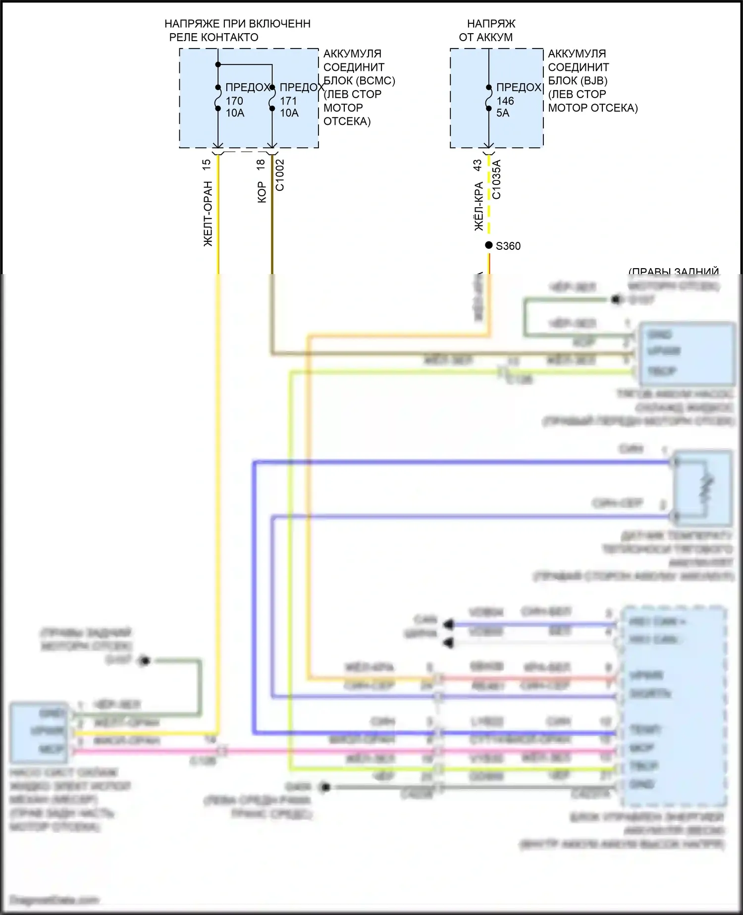 Maverick Ford III (2021-2024): Электросхема гибридного вентилятора охлаждения 