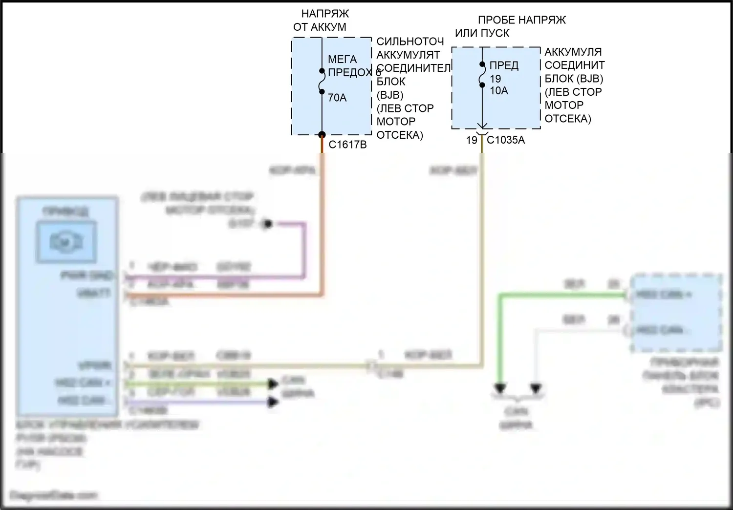 Mondeo Ford V рестайлинг (2019-2023): Электросхема электроусилителя руля, гибрид 