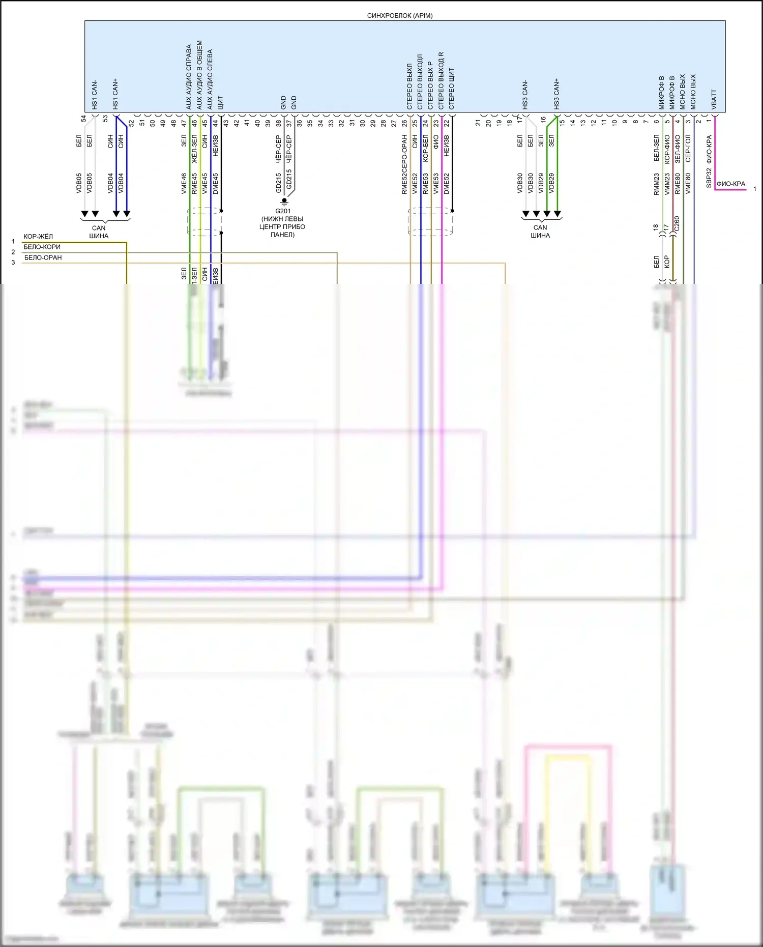 Mondeo Ford V рестайлинг (2019-2023): Электросхема магнитолы, без sony и сенсорного экрана (2 из 3) 