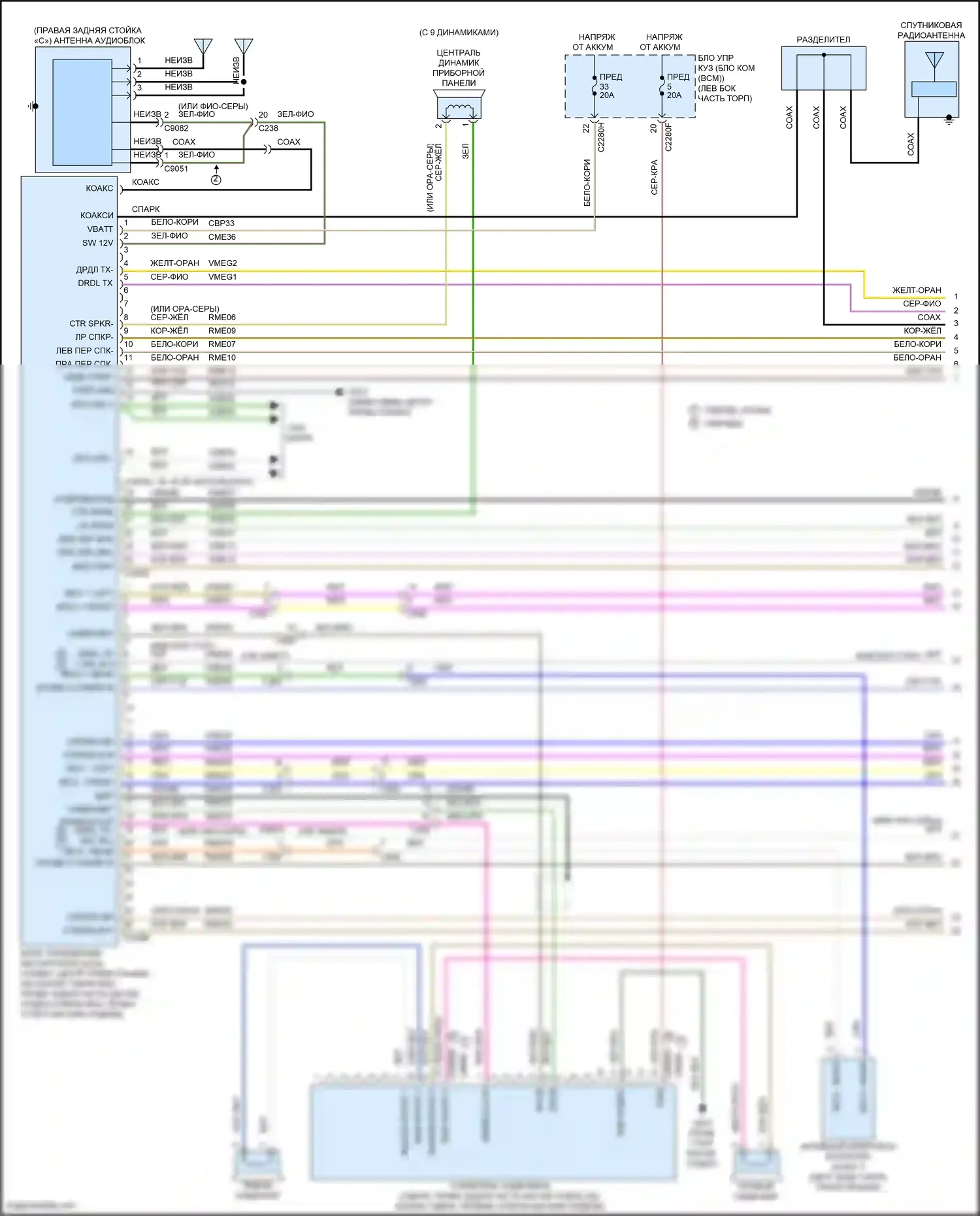 Mondeo Ford V рестайлинг (2019-2023): Электросхема магнитолы, без sony, с сенсорным экраном (1 из 4) 