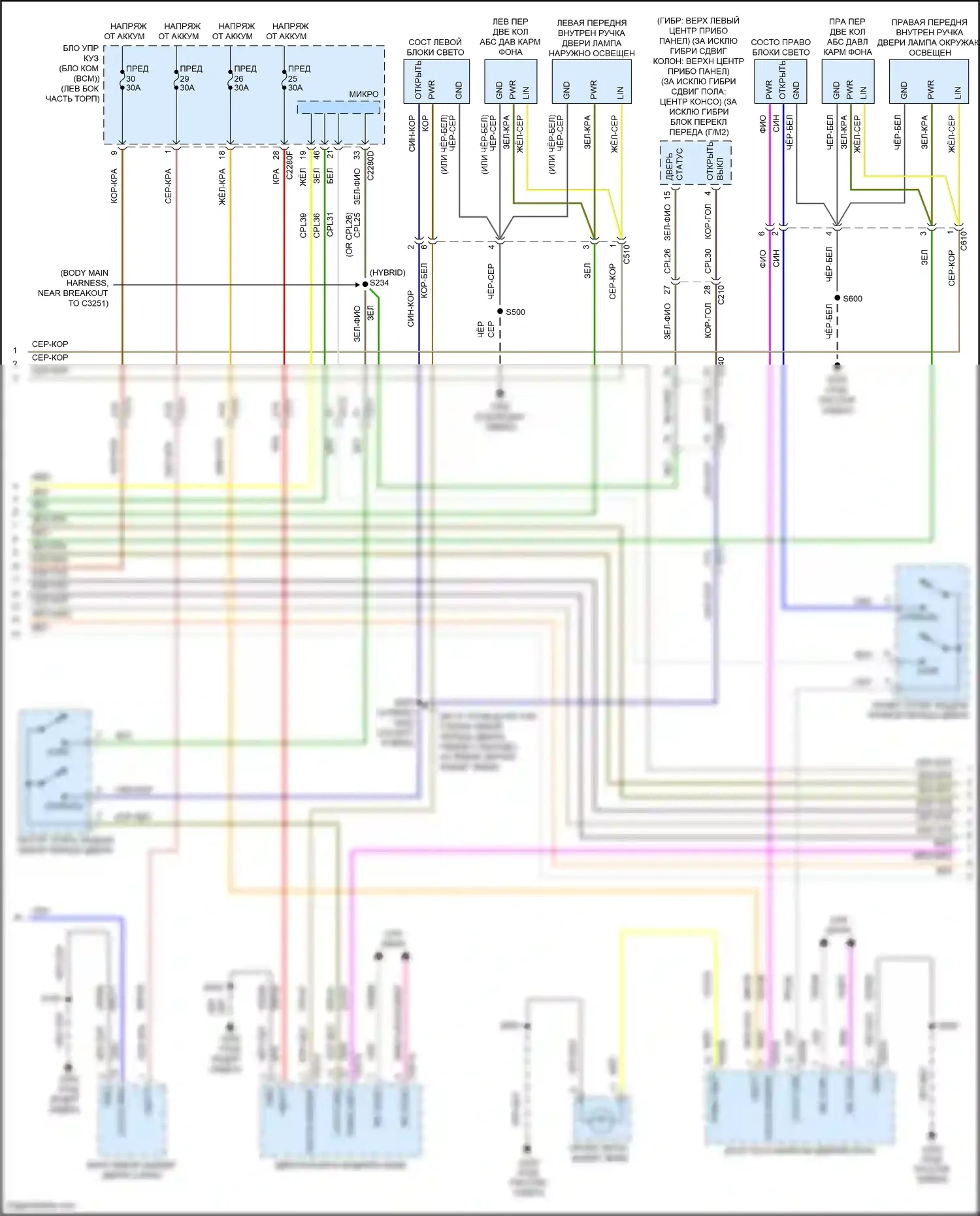 Mondeo Ford V рестайлинг (2019-2023): Электросхема освещения салона (3 из 4) 