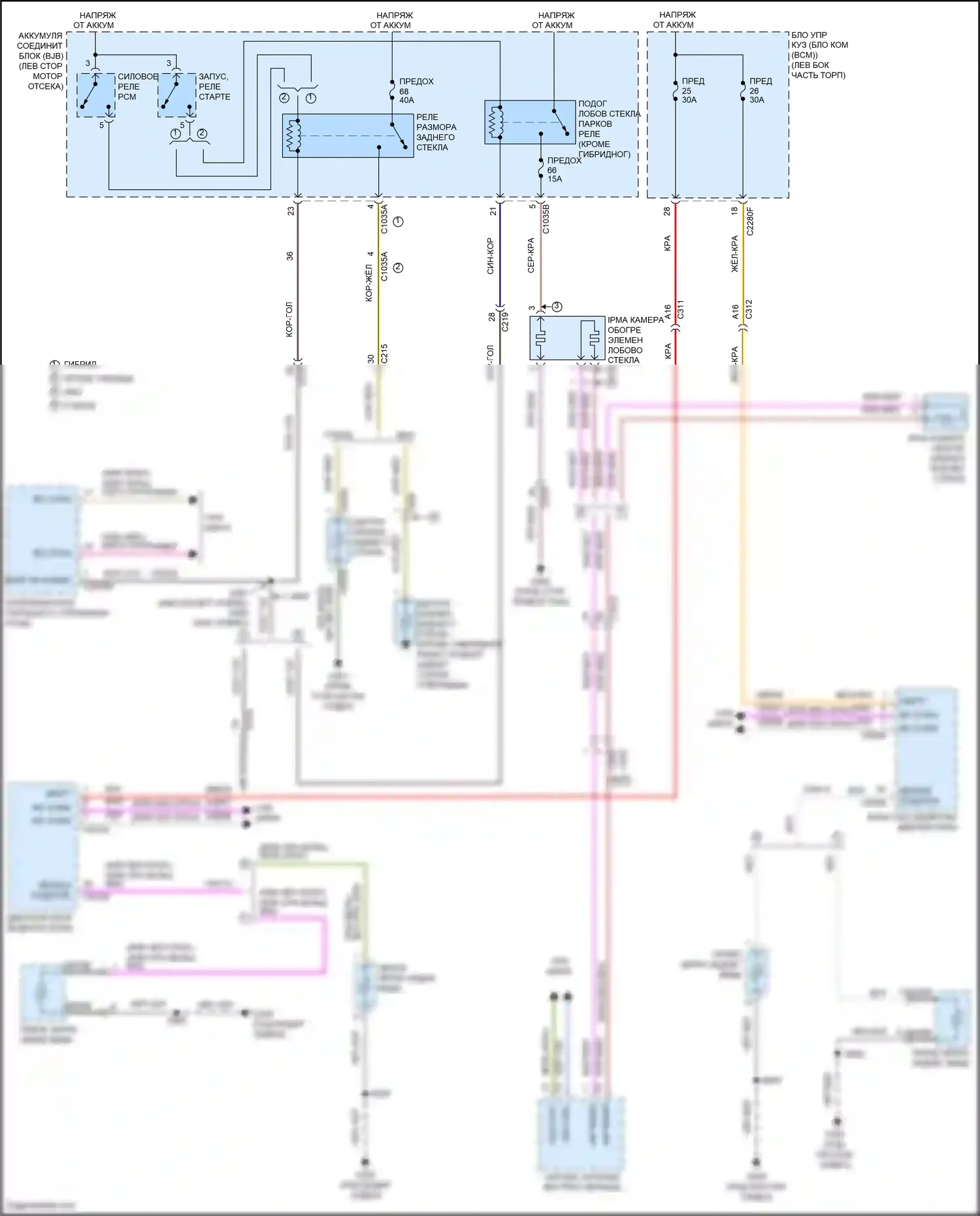 Mondeo Ford V рестайлинг (2019-2023): Электросхема подогрева стекол 