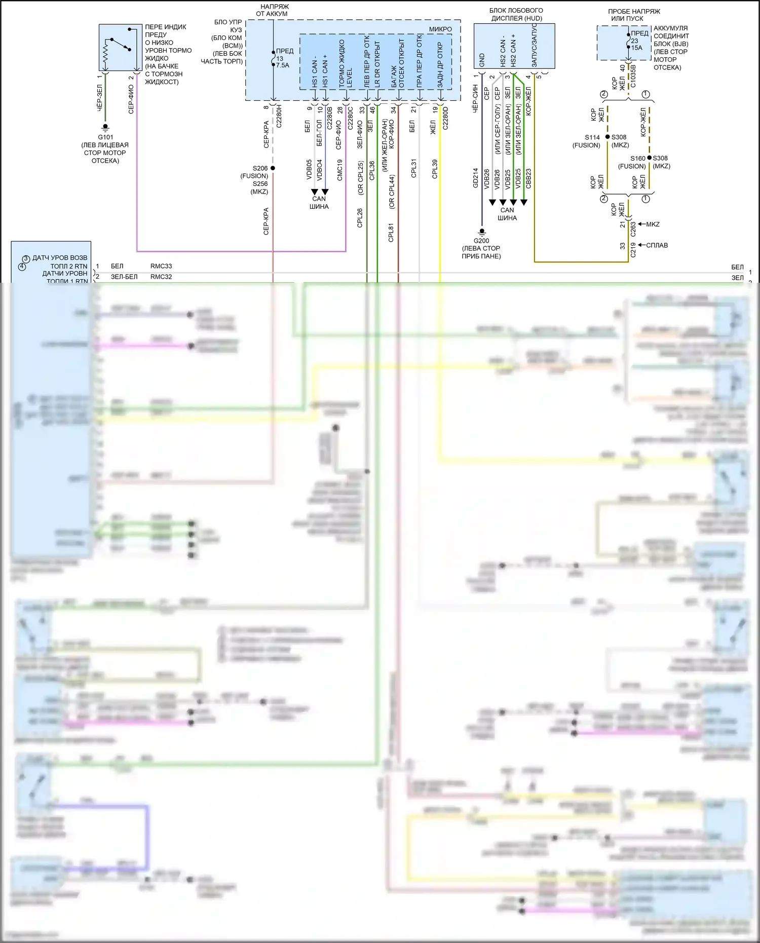Mondeo Ford V рестайлинг (2019-2023): Электросхема приборной панели (1 из 2) 