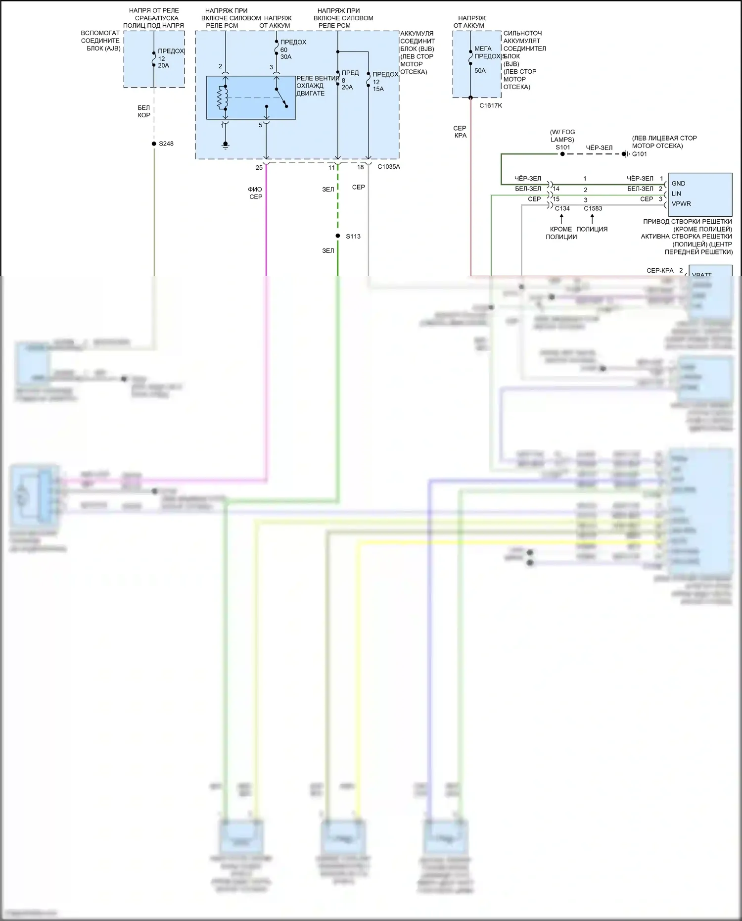 Mondeo Ford V рестайлинг (2019-2023): Электросхема вентилятора охлаждения, гибрид 