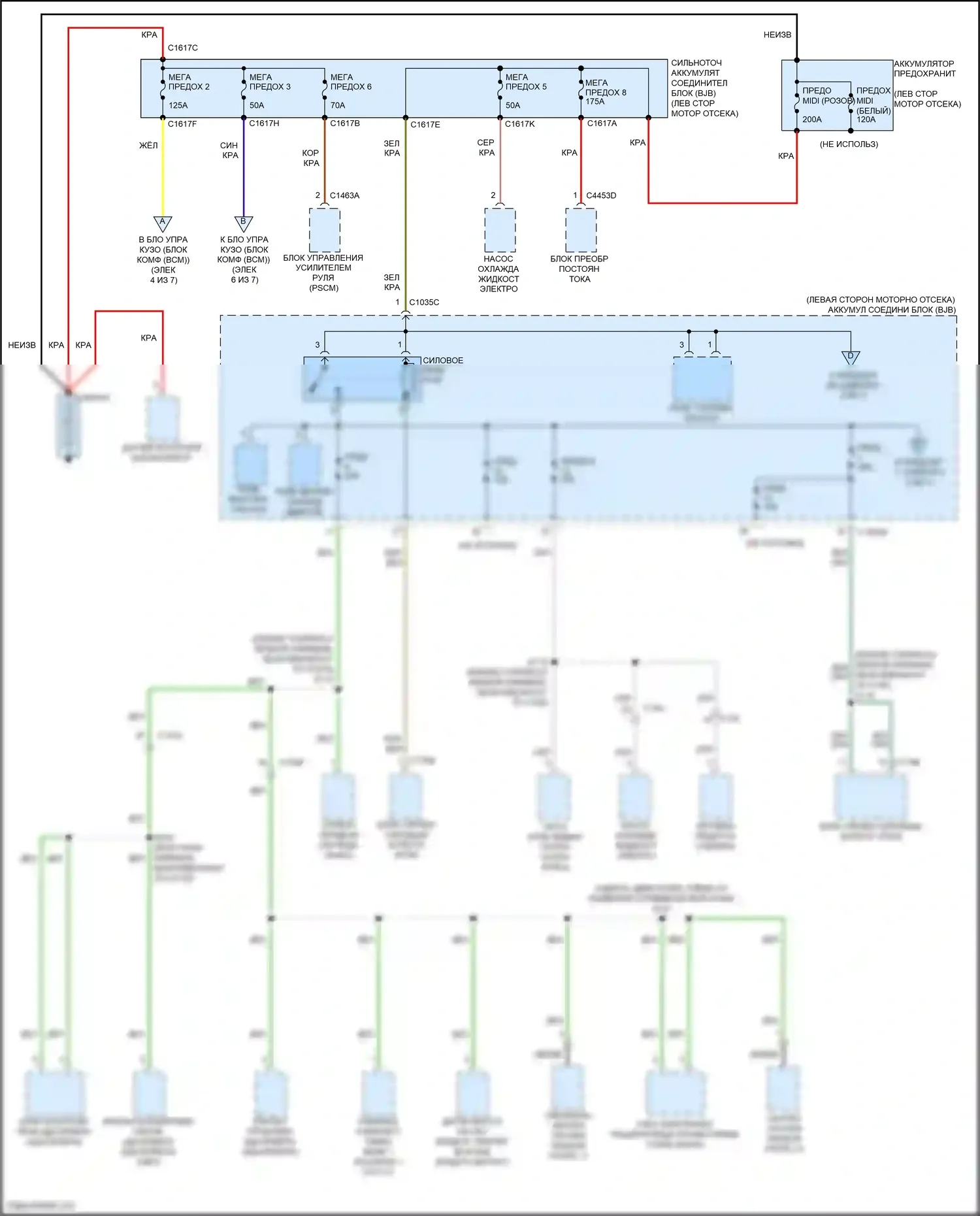 Mondeo Ford V (2014-2019): Электросхема блока предохранителей реле, гибридного (1 из 7) 