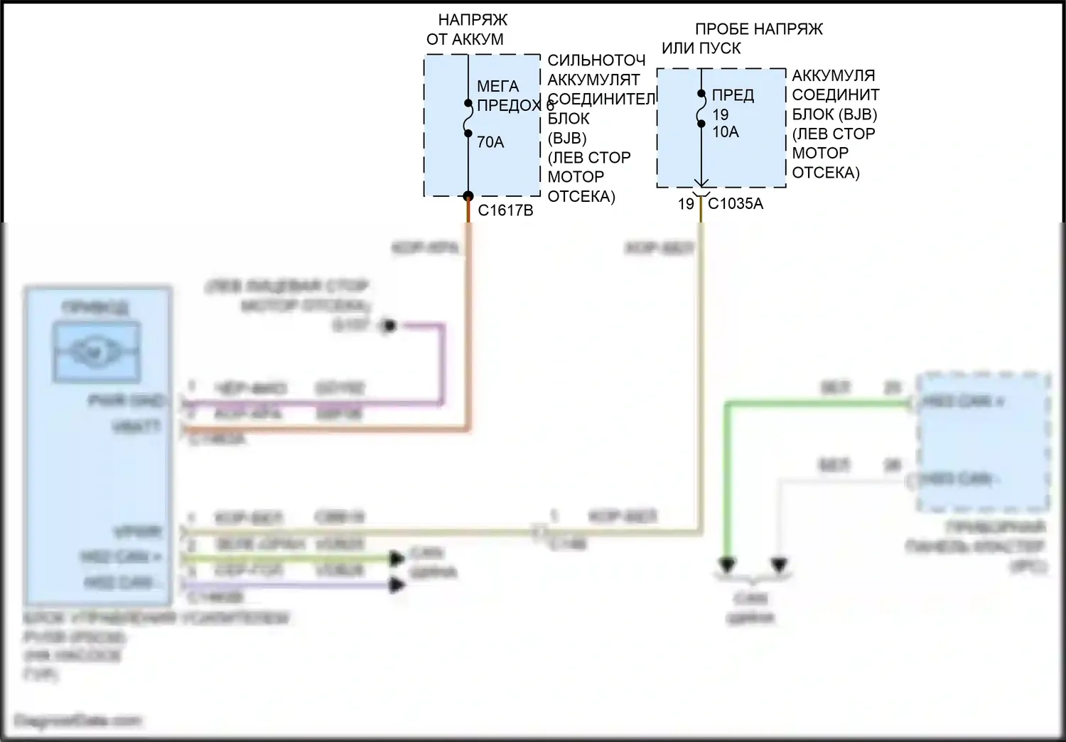 Mondeo Ford V (2014-2019): Электросхема электроусилителя руля, гибрид 