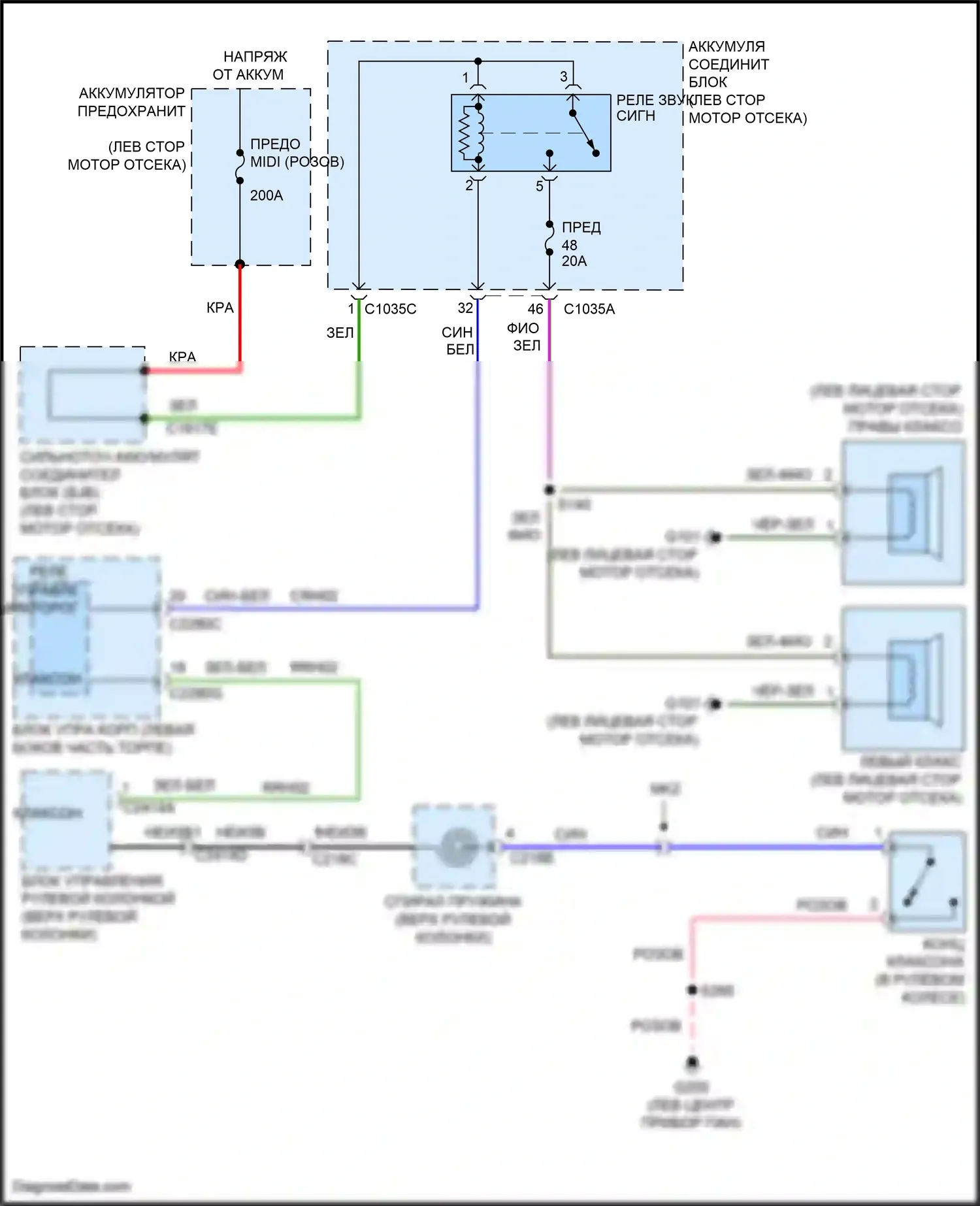 Mondeo Ford V (2014-2019): Электросхема клаксона, гибридная 