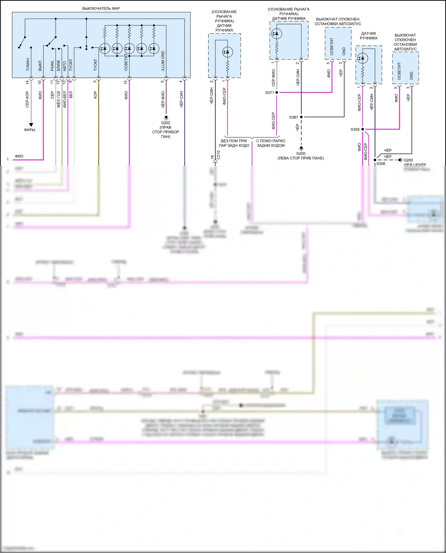 Mondeo Ford V (2014-2019): Электросхема подсветки приборной панели (2 из 3) 