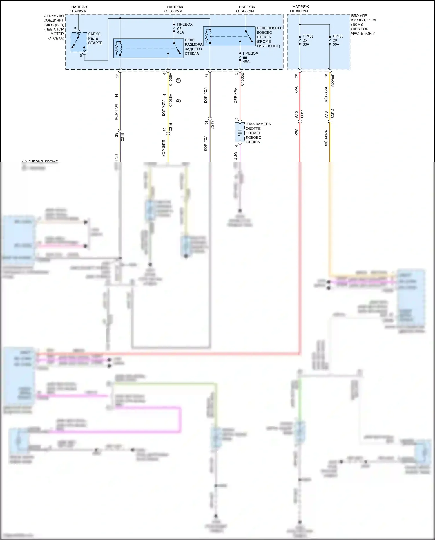 Mondeo Ford V (2014-2019): Электросхема подогрева стекол 