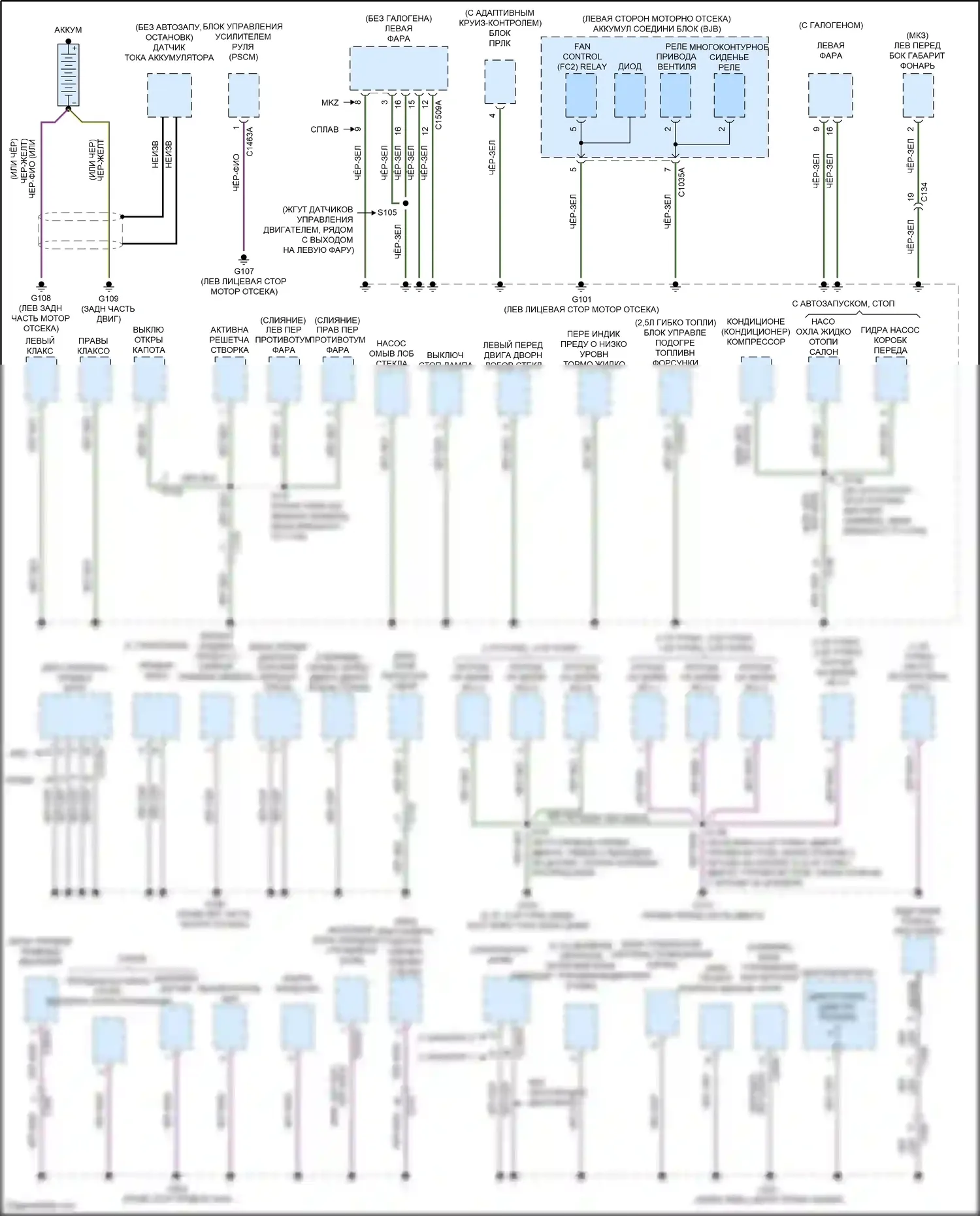 Mondeo Ford V (2014-2019): Электросхема разводки массы, кроме гибридной (1 из 5) 