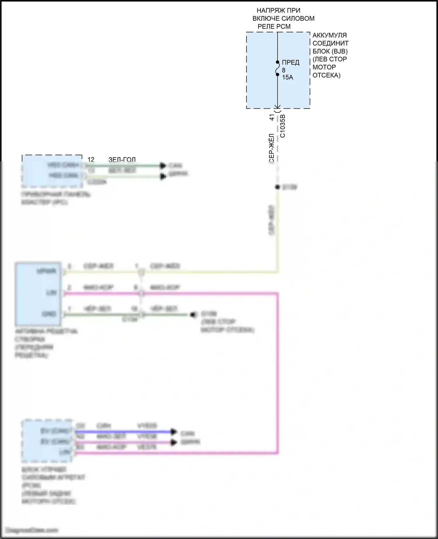 Mustang Mach-E Ford I (2020-2024): Электросхема створки решетки 