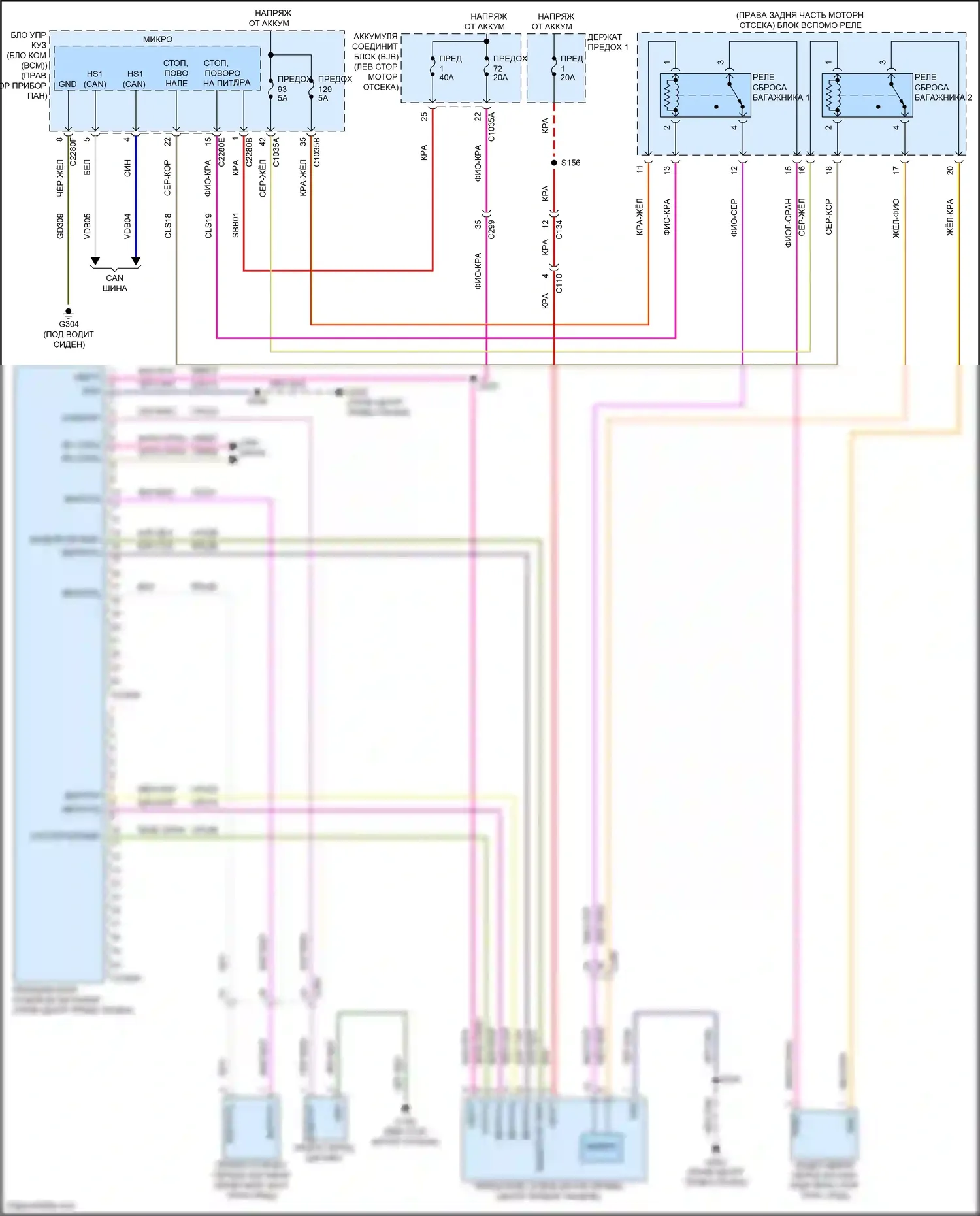 Mustang Mach-E Ford I (2020-2024): Электросхема разъединителя переднего багажника 