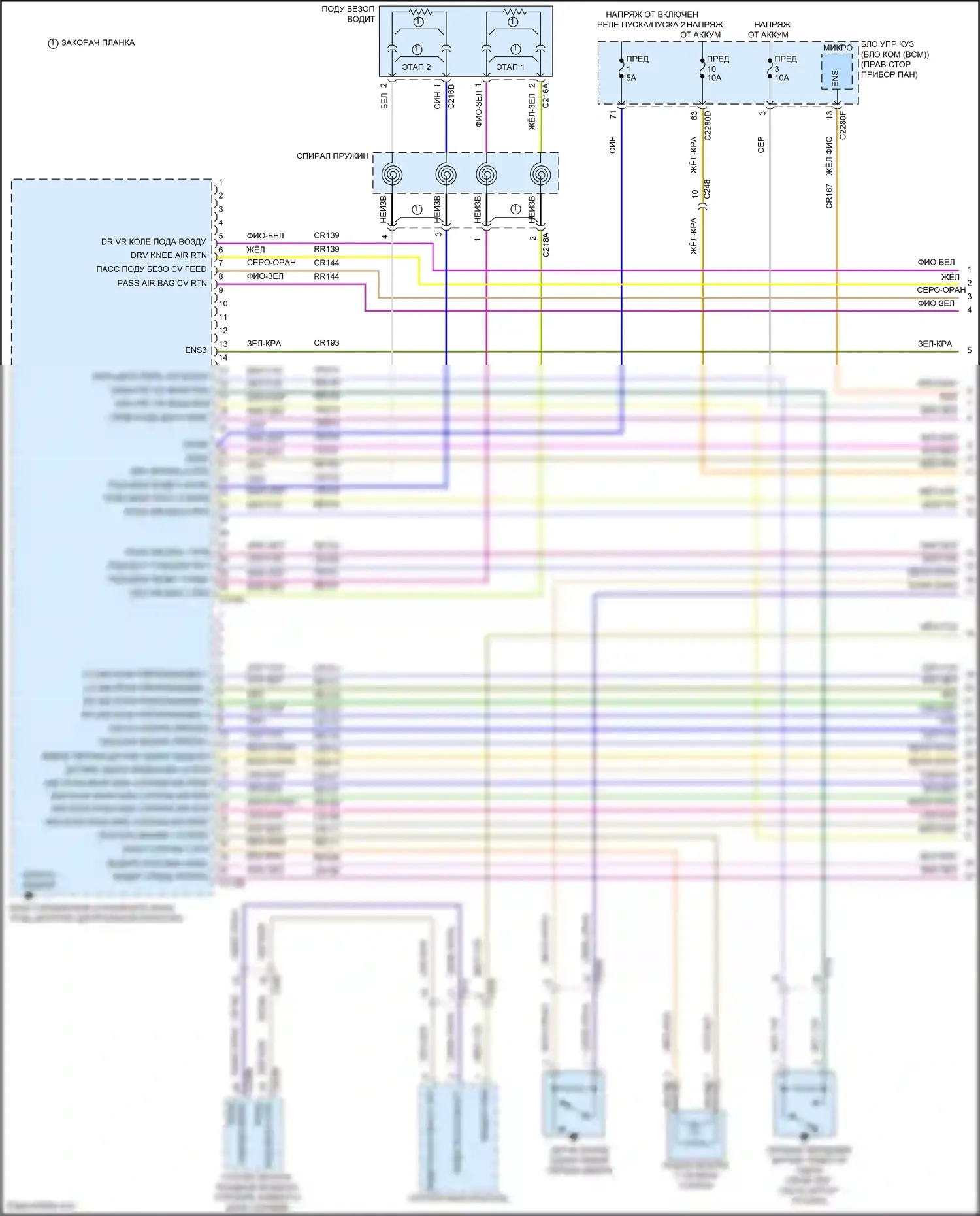 Mustang Mach-E Ford I (2020-2024): Электросхема подушек безопасности (1 из 4) 