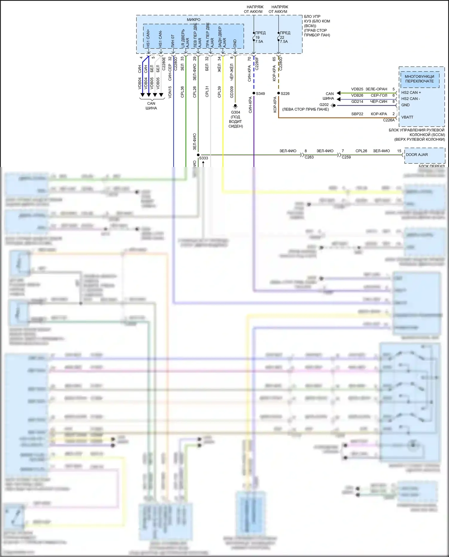 Mustang Mach-E Ford I (2020-2024): Электросхема помощников водителя 