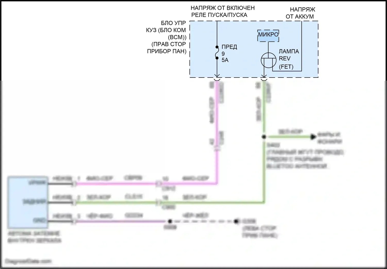 Mustang Mach-E Ford I (2020-2024): Электросхема управления зеркалами заднего вида 