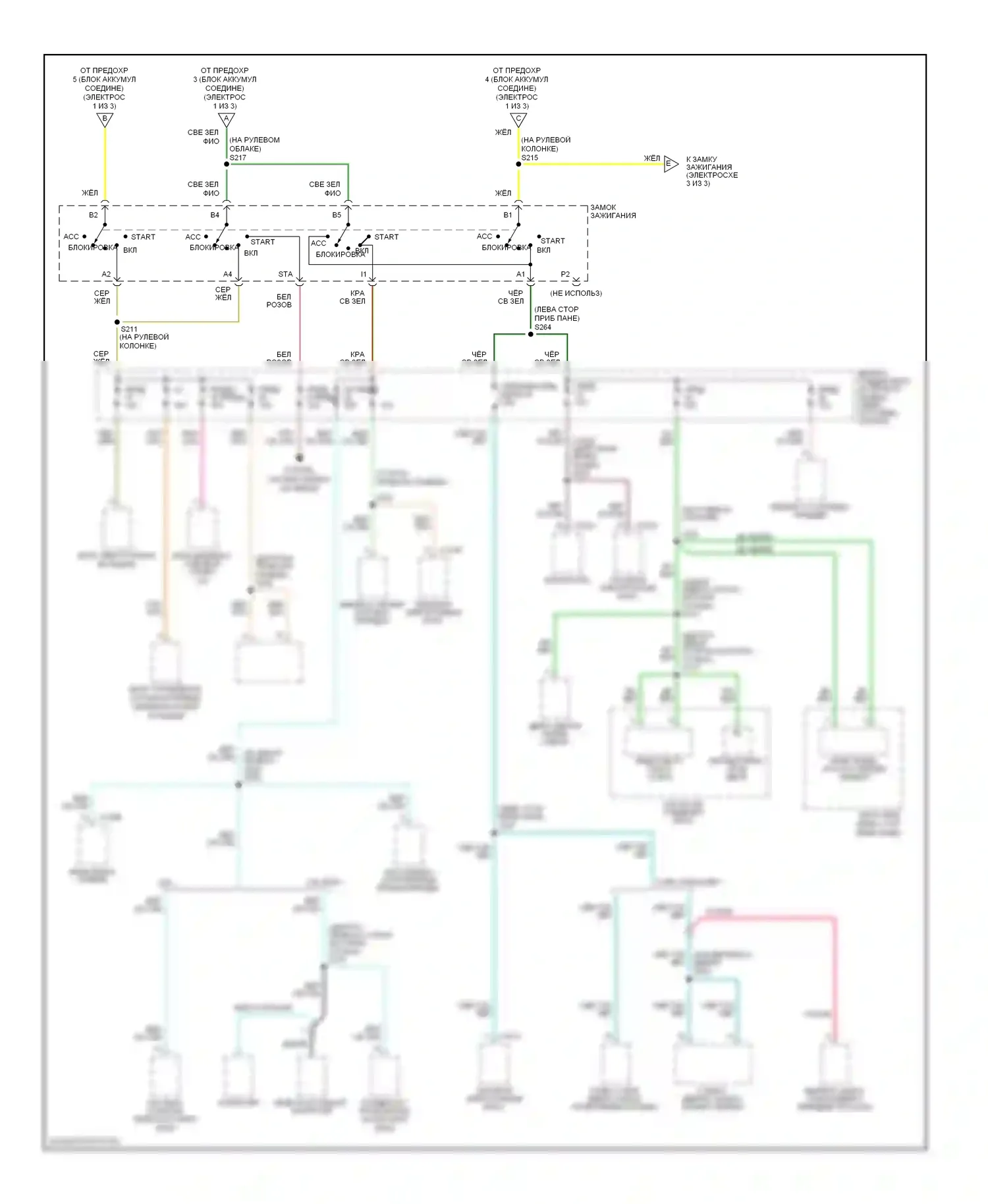 Mustang Ford IV рестайлинг (1998-2004): Электросхема блока предохранителей реле (2 из 3) 