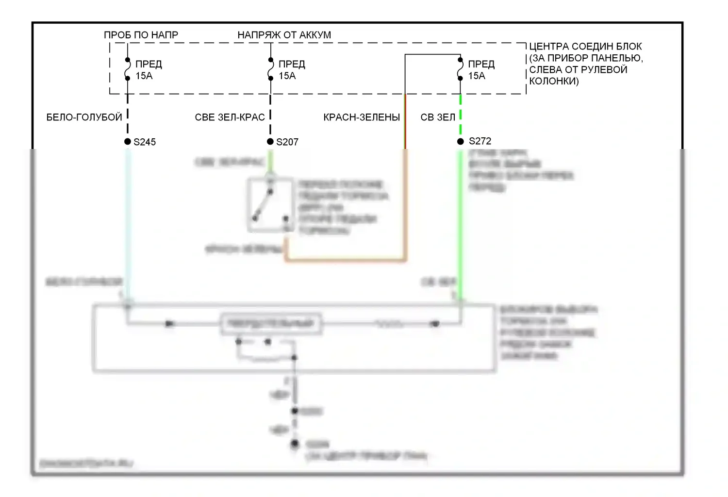 Mustang Ford IV рестайлинг (1998-2004): Электросхема блокировки селектора 