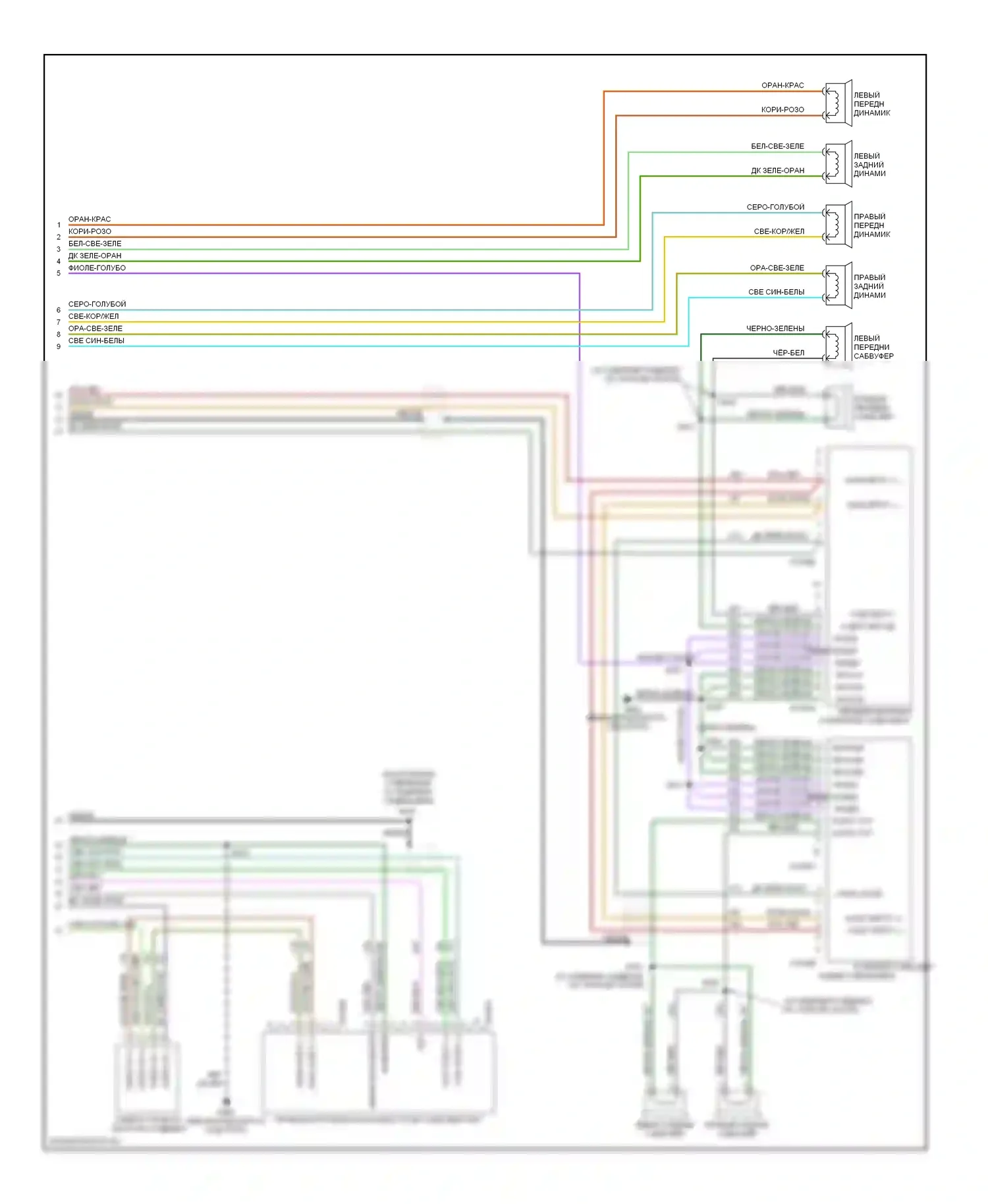 Mustang Ford IV рестайлинг (1998-2004): Электросхема звуковой магнитолы премиум-класса, кабриолет со звуковой системой mach 1000 (2 из 2) 