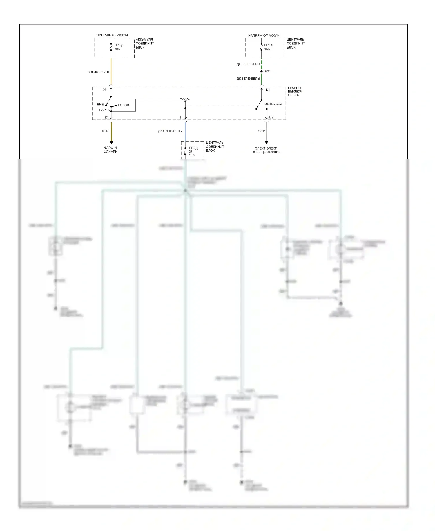 Mustang Ford IV рестайлинг (1998-2004): Электросхема подсветки приборной панели 