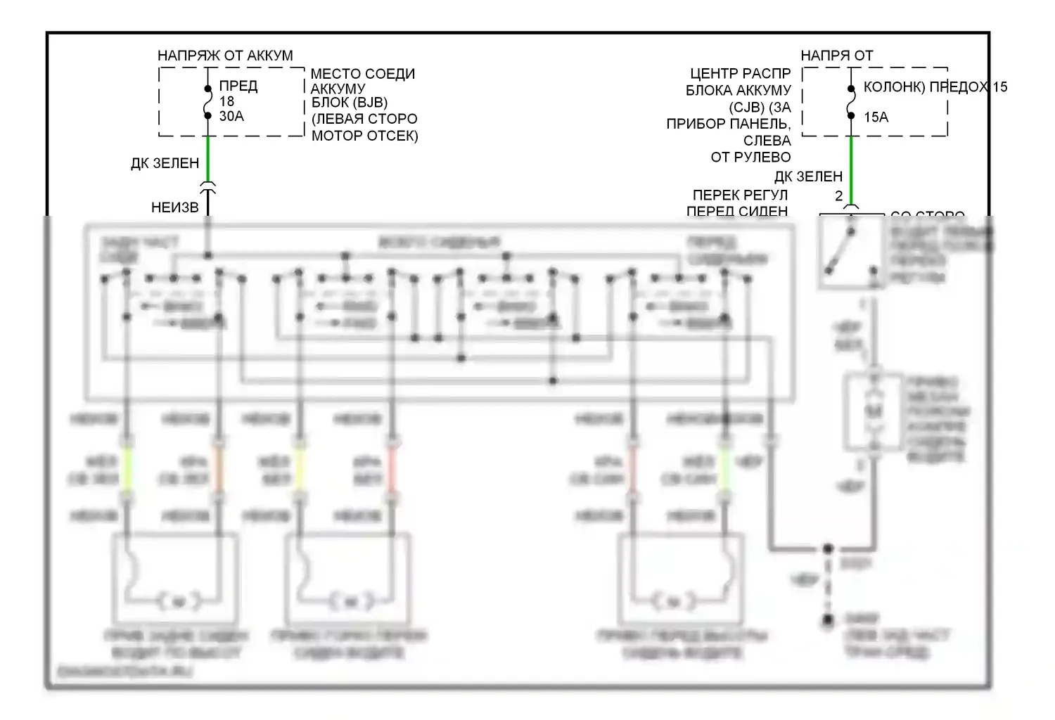 Mustang Ford IV рестайлинг (1998-2004): Электросхемы силового сиденья 
