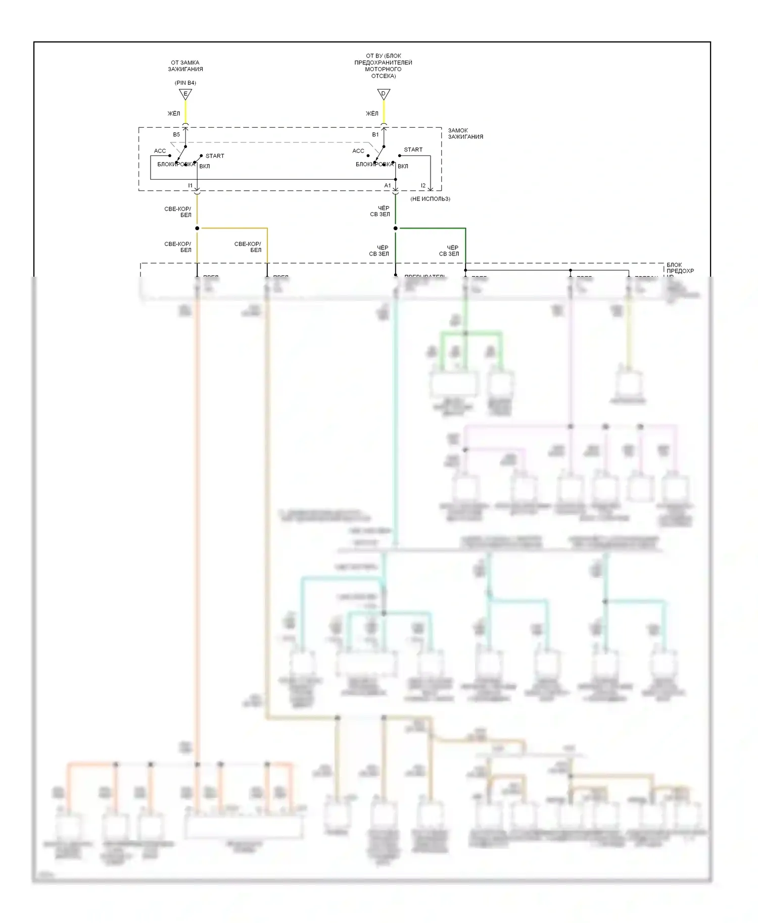 Mustang Ford IV (1993-1998): Электросхема блока предохранителей реле (3 из 3) 